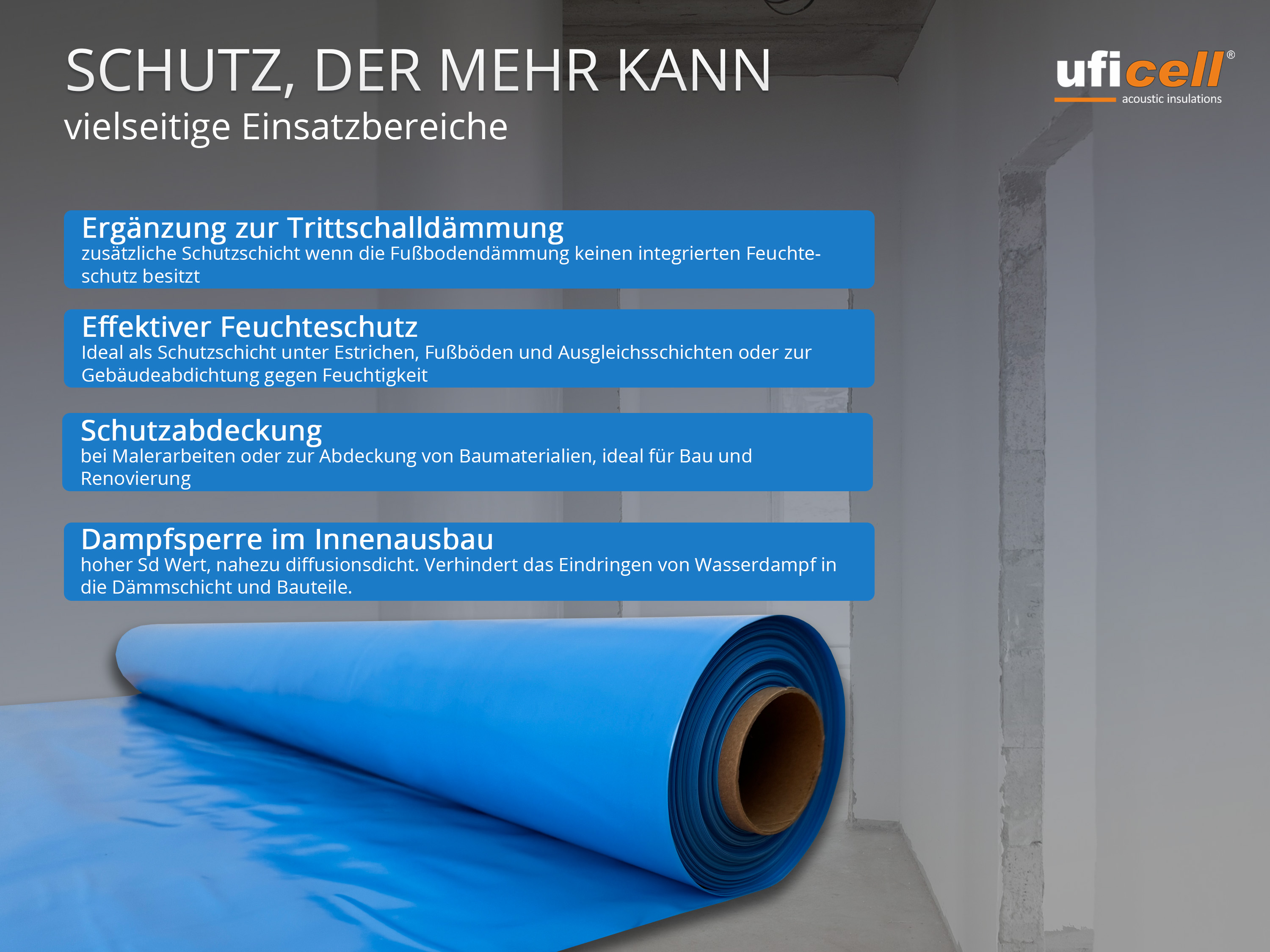 uficell® Dampfsperrfolie - Blau - Stärke: echte 130 my (0,13 mm) - nach DIN Vorgabe uficell® Dampfsperrfolie - Blau - Stärke: echte 130 my (0,13 mm) - nach DIN Vorgabe