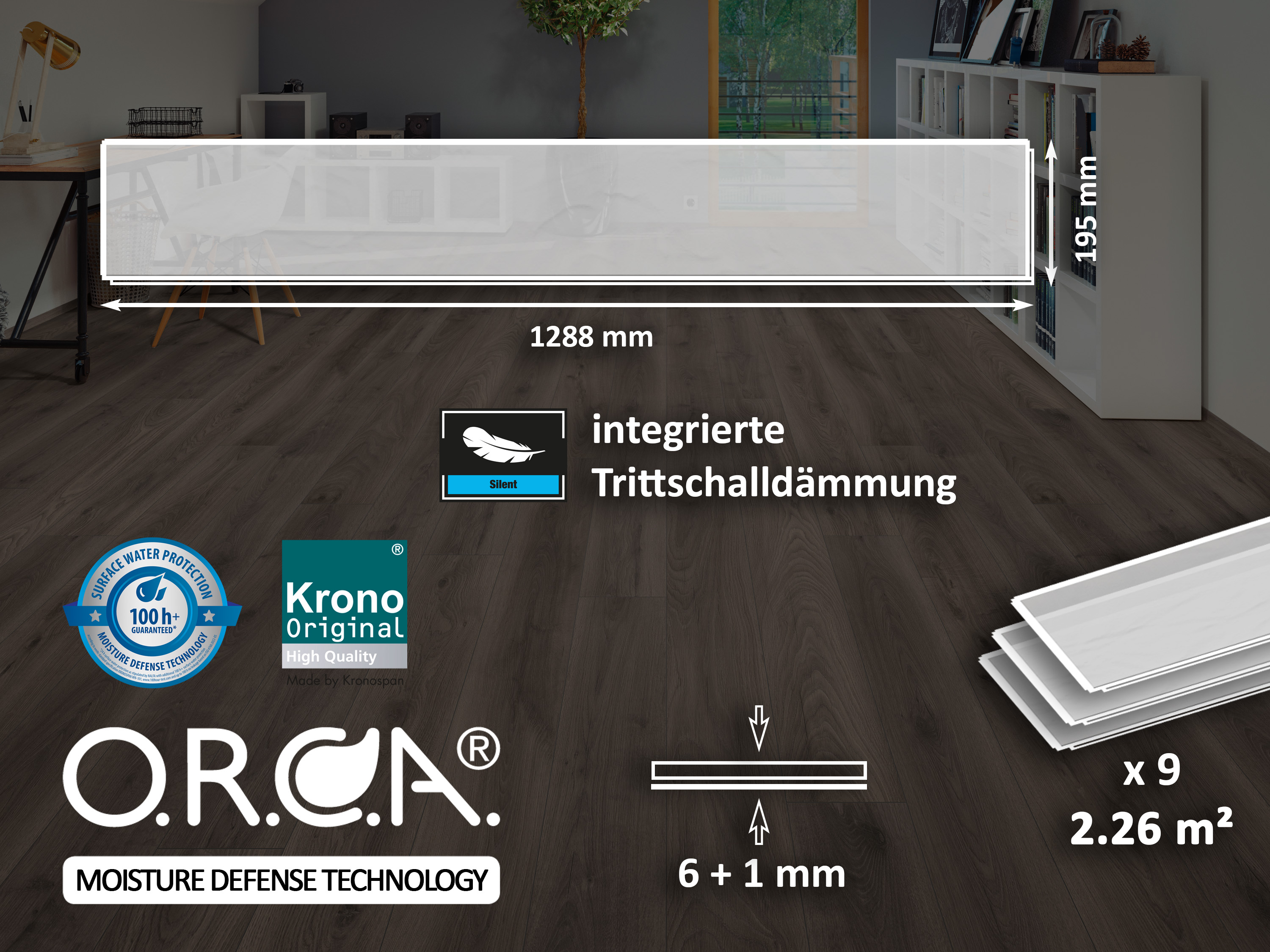 Klick Designboden Ashland Oak K452 Organic Clever Silent 7 mm mit integr. Trittschalldämmung + ORCA Technologie Klick Designboden Ashland Oak K452 Organic Clever Silent 7 mm mit integr. Trittschalldämmung + ORCA Technologie