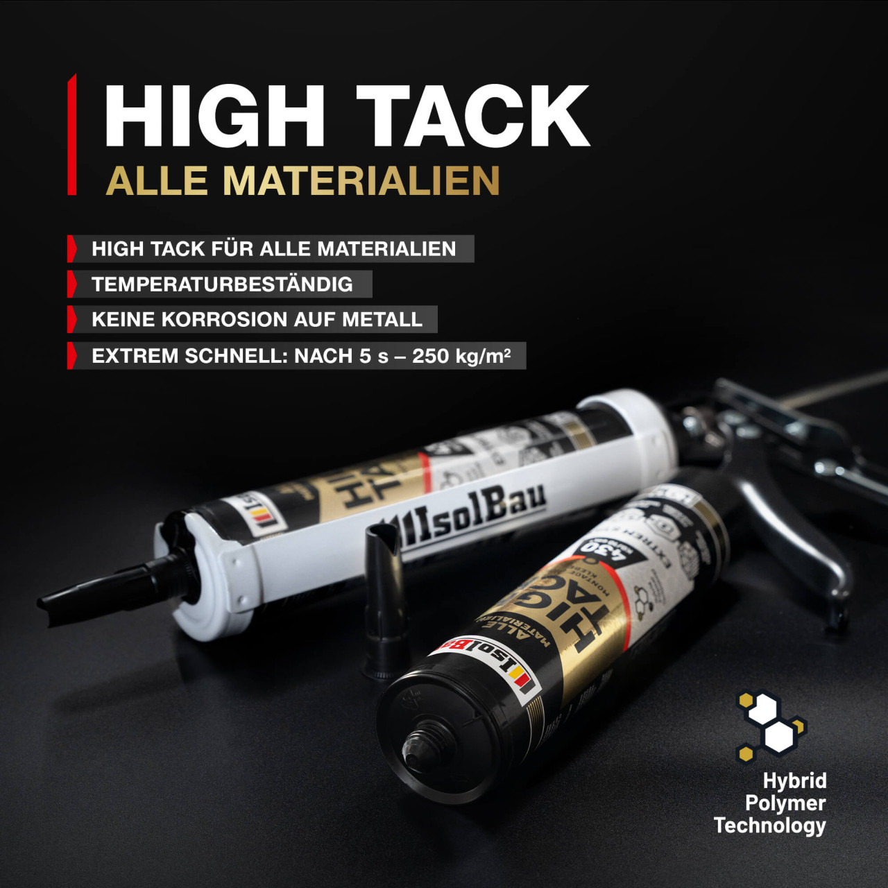 Isolbau High Tack Montagekleber, Baukleber Hybrid MS Polymer - Kraftkleber, Kartusche a 290ml