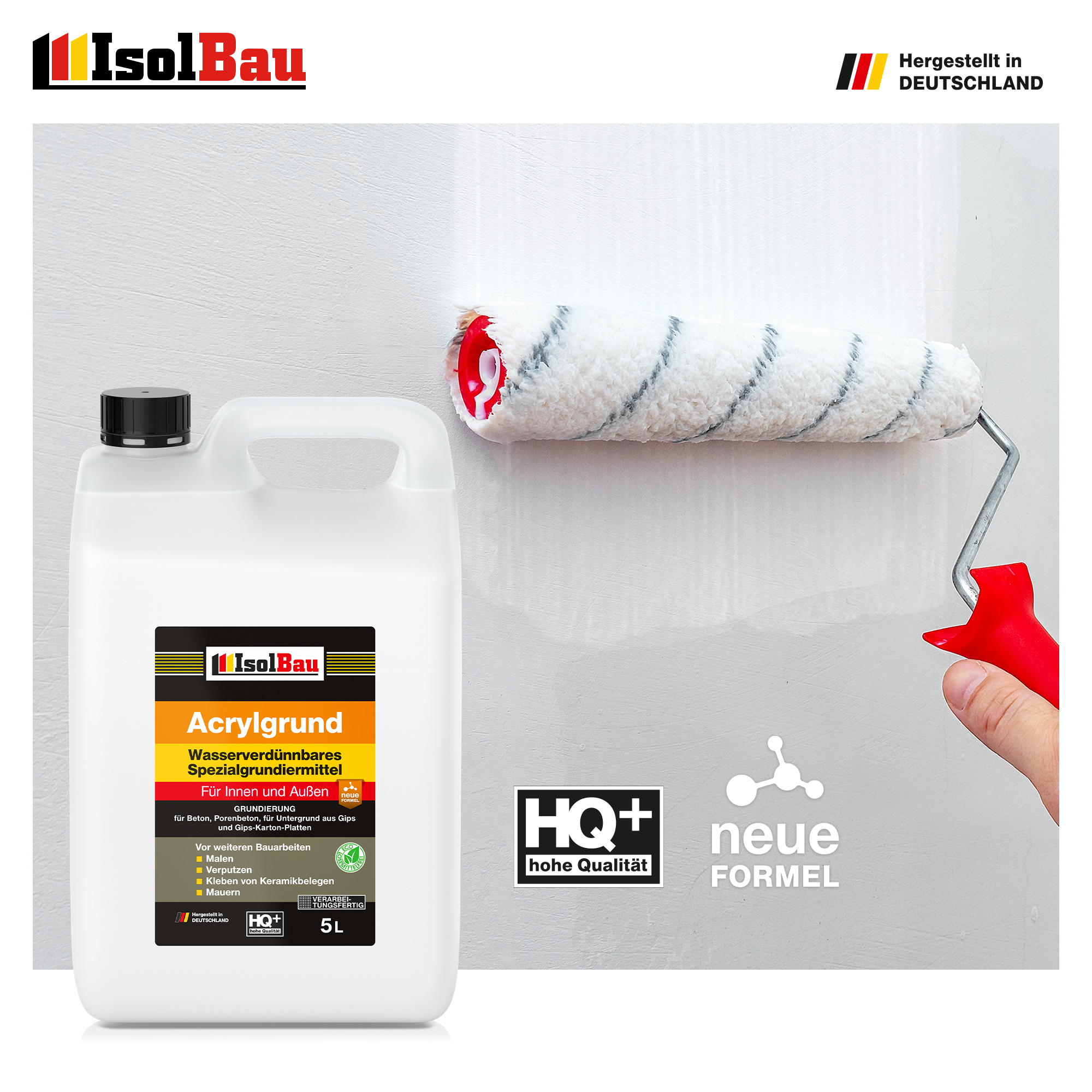 Acrylgrund 5 Liter Grundierung, Tiefengrund - TOP QUALITÄT - für Estrich, Beton, Malen