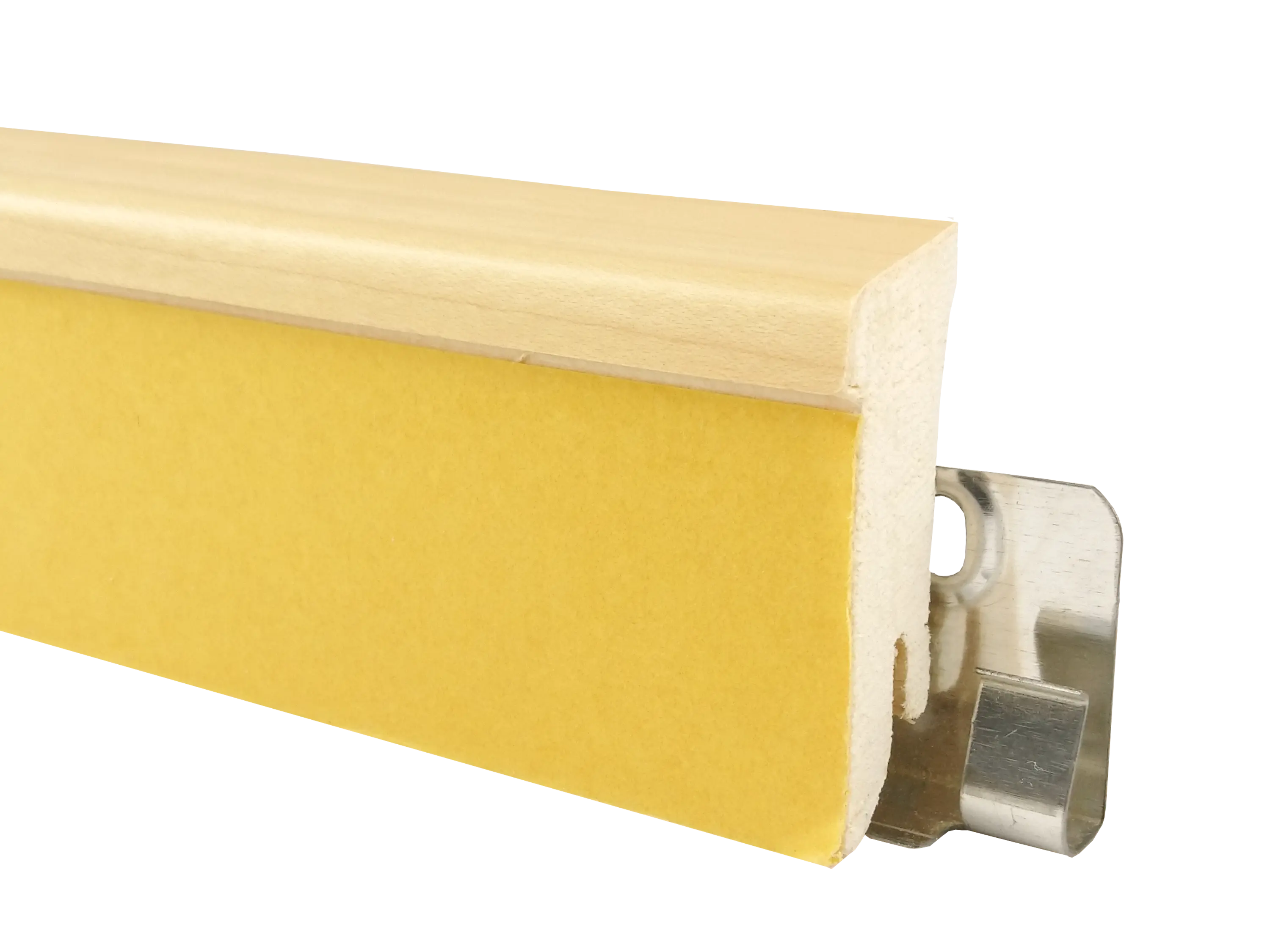 Ahorn Holz Sockelleiste mit Ausfräsung für Kork- und Designböden, Format: 18 x 50 x 2700 mm Ahorn Holz Sockelleiste mit Ausfräsung für Kork- und Designböden, Format: 18 x 50 x 2700 mm
