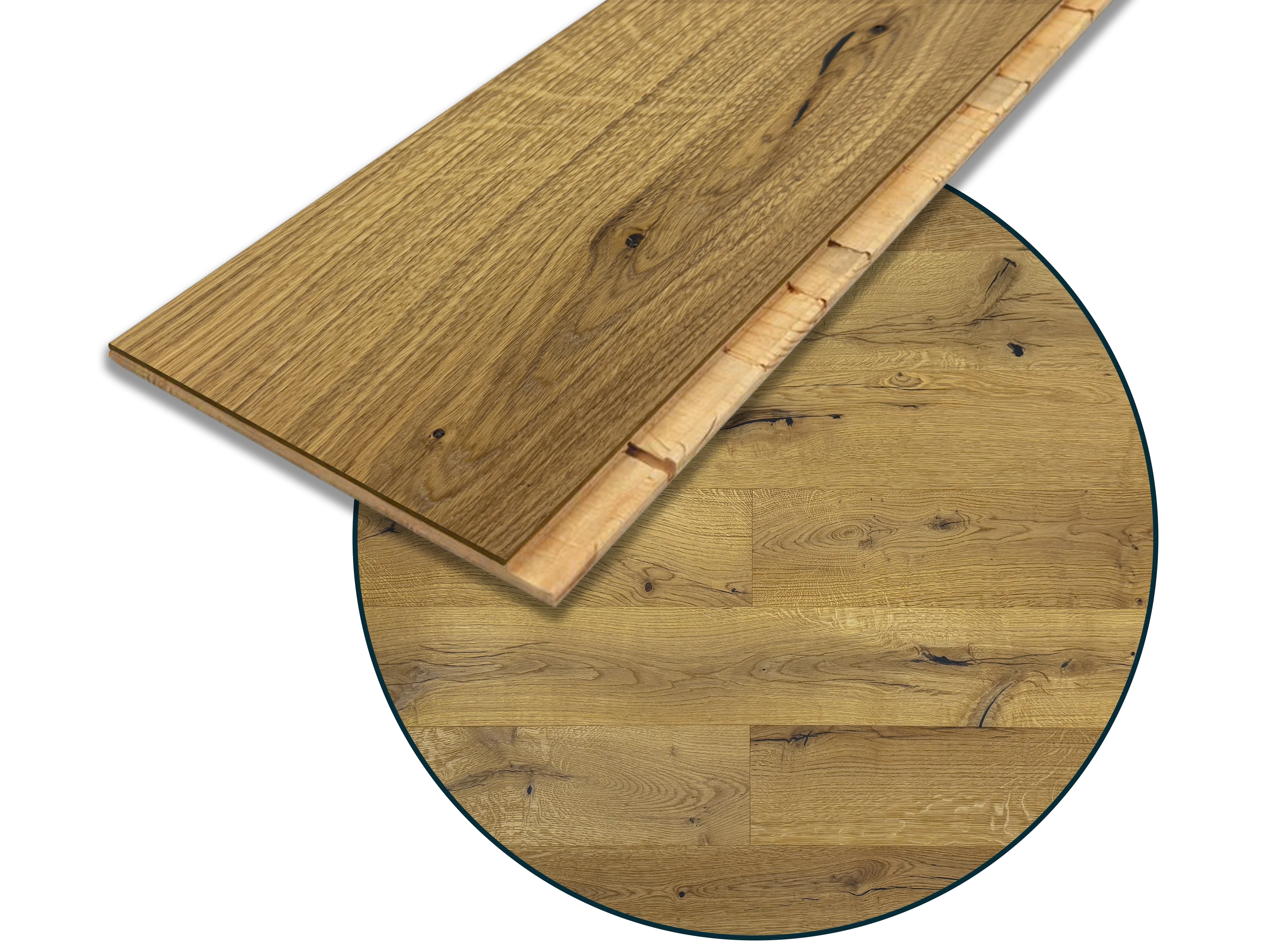 Parkettboden Eiche Rustikal XL Landhausdiele 3 Schicht 220 mm Breit gebürstet & endgeölt, 2G Klicksystem