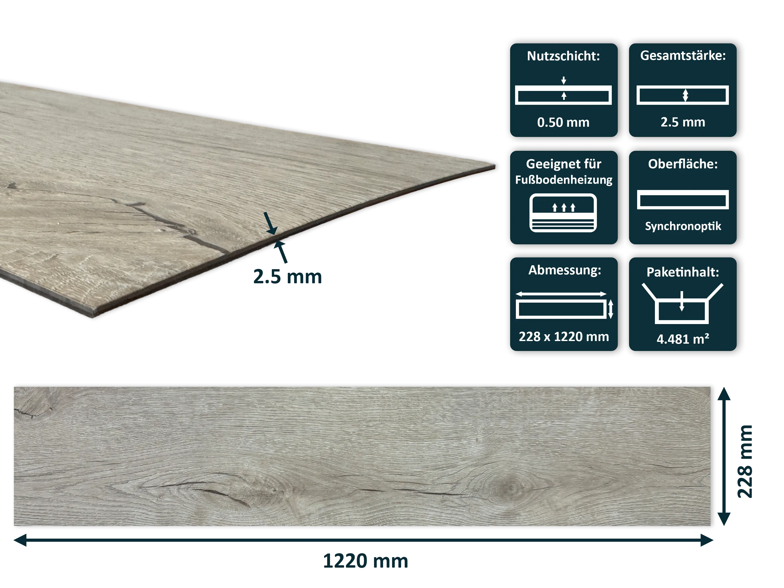 TRECOR® LVT Dryback Klebe Vinylboden Prestige Eiche Beige Landhausdiele - 2,5 mm starker Designboden TRECOR® LVT Dryback Klebe Vinylboden Prestige Eiche Beige Landhausdiele - 2,5 mm starker Designboden