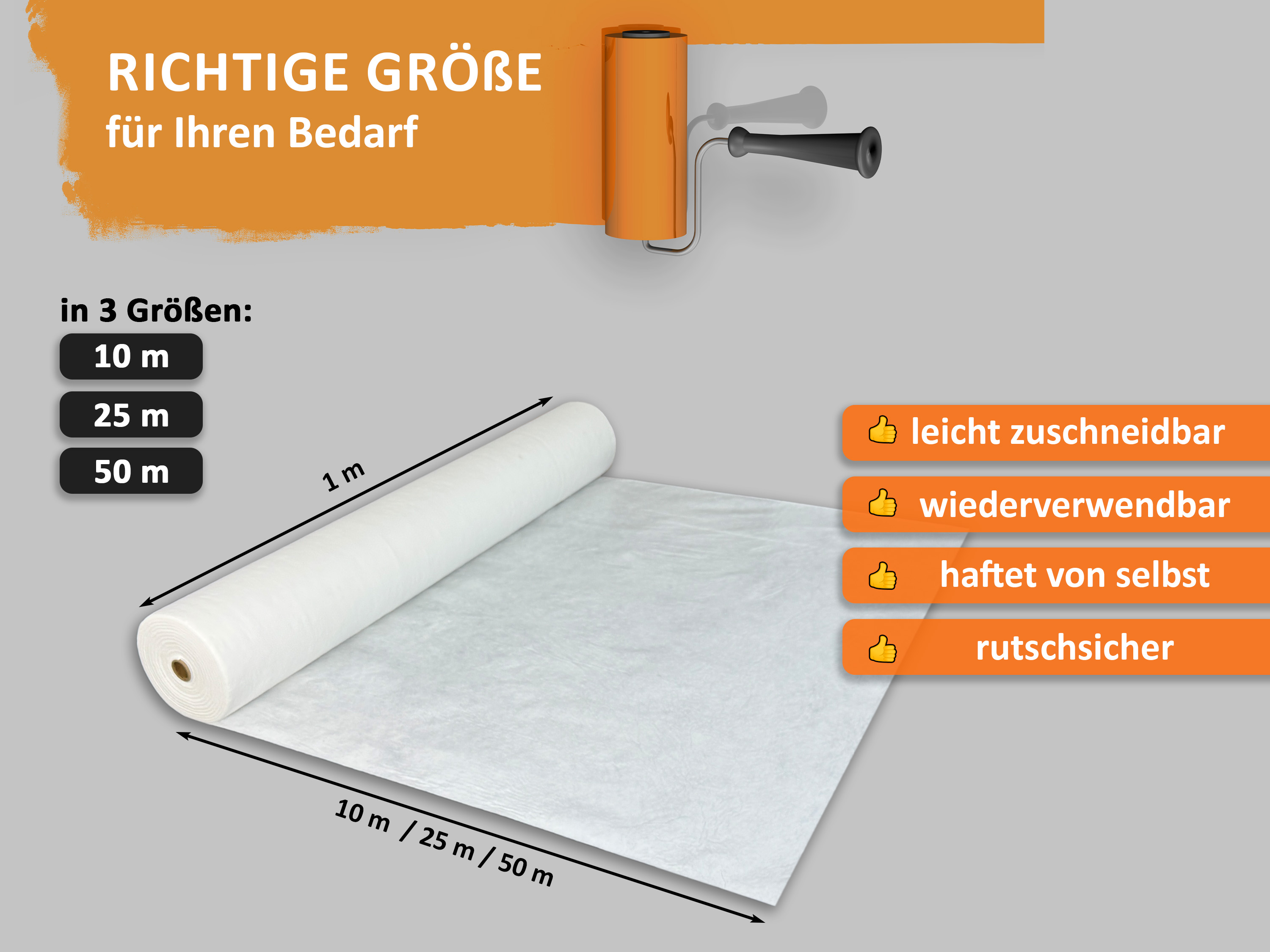 uficell® easyliner Malervlies premium Qualität, Schutzvlies, selbsthaftendes Abdeckvlies