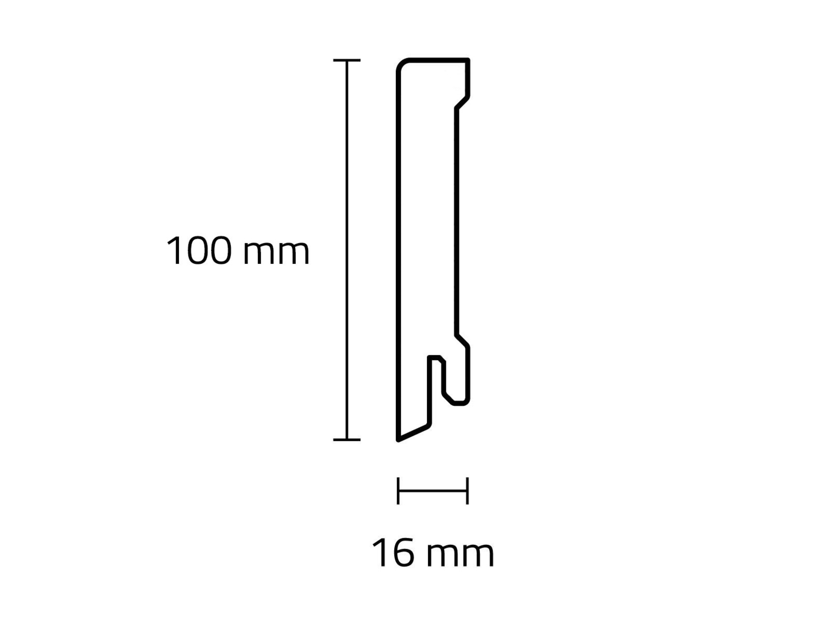 TRECOR® CUBE Sockelleiste, Fußleiste 16 x 100 mm in Weiß RAL 9016 - CLIPSTAR Fräsung TRECOR® CUBE Sockelleiste, Fußleiste 16 x 100 mm in Weiß RAL 9016 - CLIPSTAR Fräsung