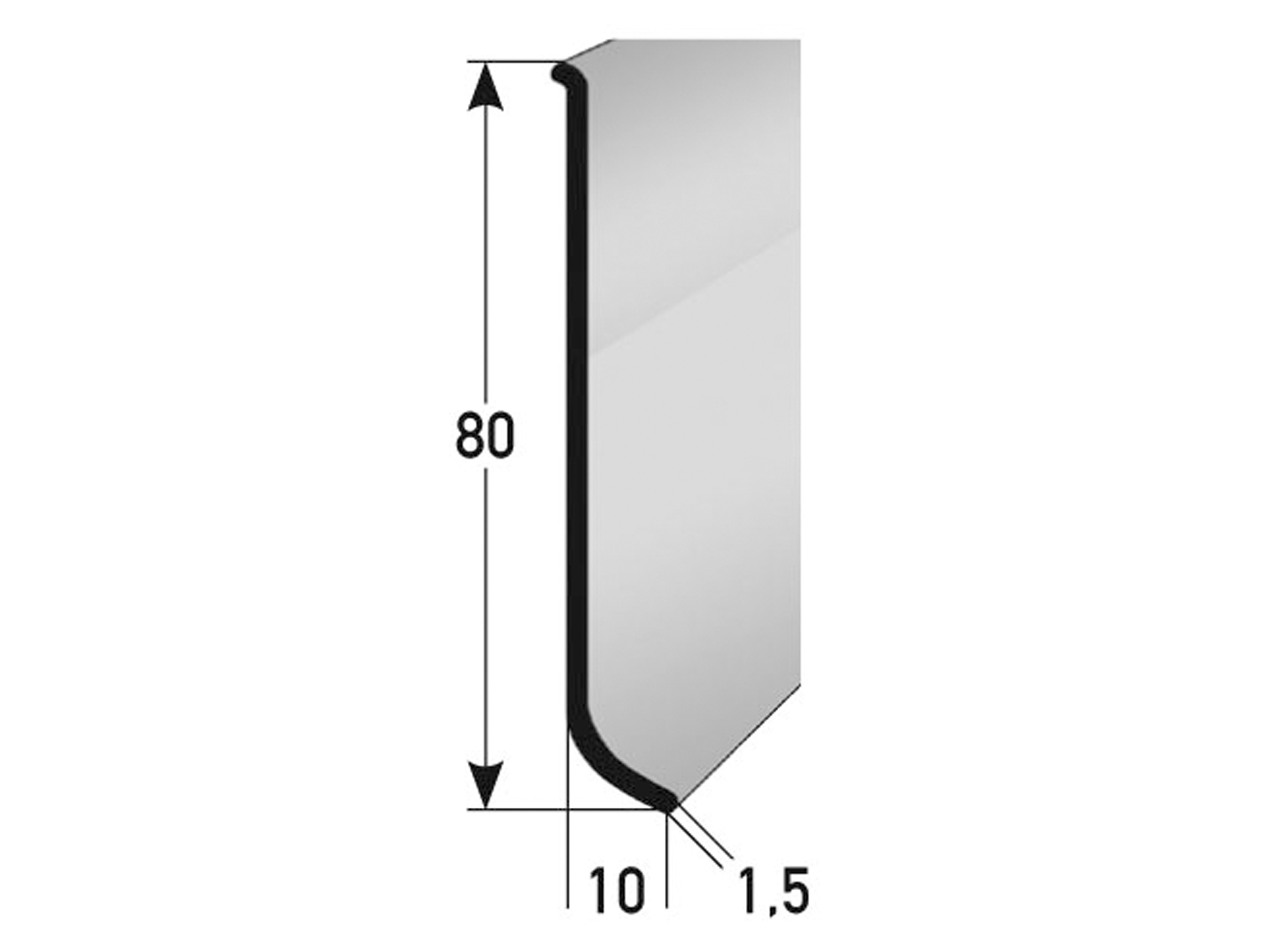 Aluminium Sockelleiste 80 mm - Metallsockelleiste eloxiert