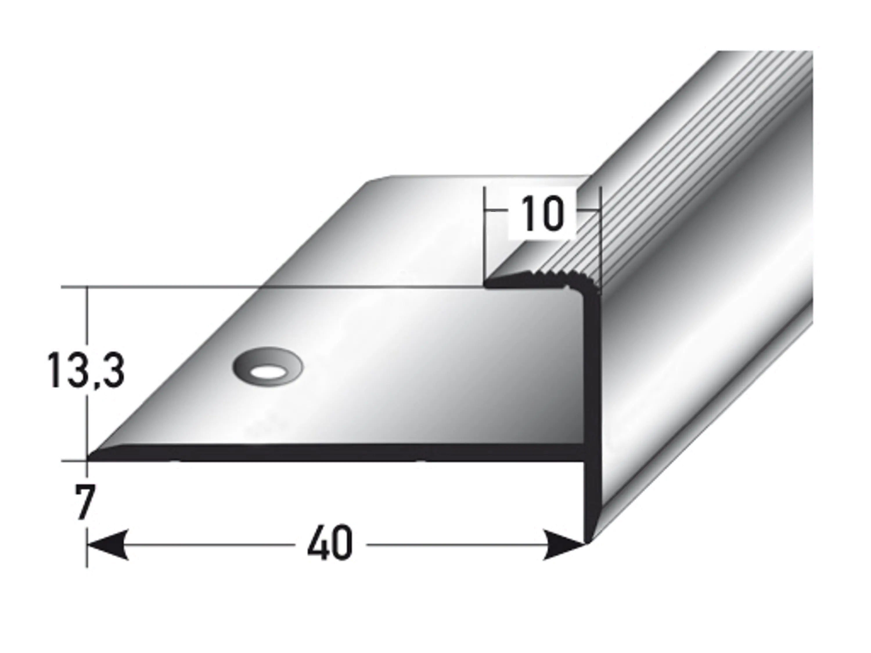 ufitec® Einschubprofil für Belagshöhen bis 13,3 mm mit 7 mm Nase Treppen-/Stufen Abschlussprofi ufitec® Einschubprofil für Belagshöhen bis 13,3 mm mit 7 mm Nase Treppen-/Stufen Abschlussprofi