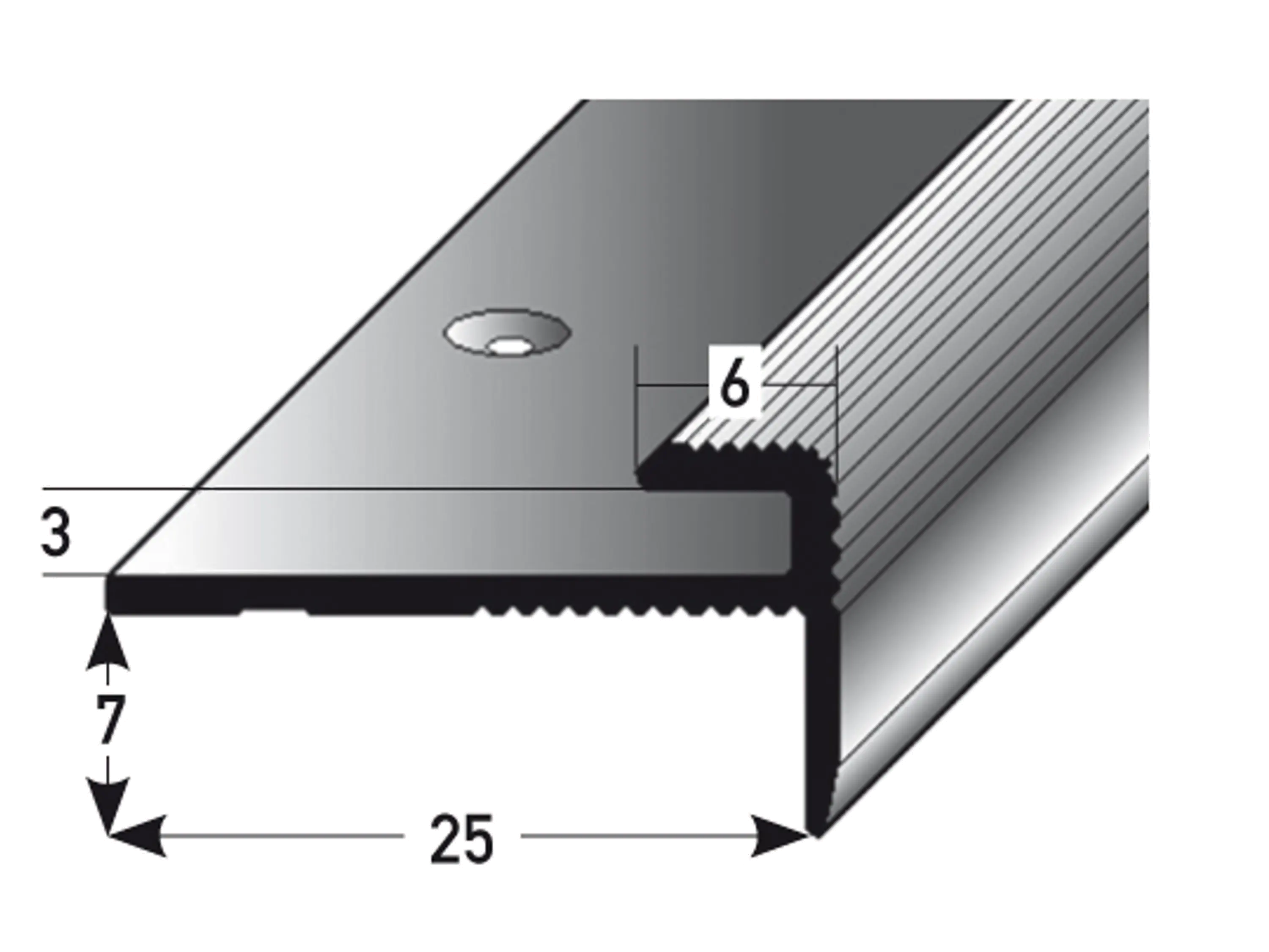 ufitec® Einschubprofil für Belagshöhen bis 3 mm mit 7 mm Nase Treppen-/Stufen Abschlussprofil ufitec® Einschubprofil für Belagshöhen bis 3 mm mit 7 mm Nase Treppen-/Stufen Abschlussprofil