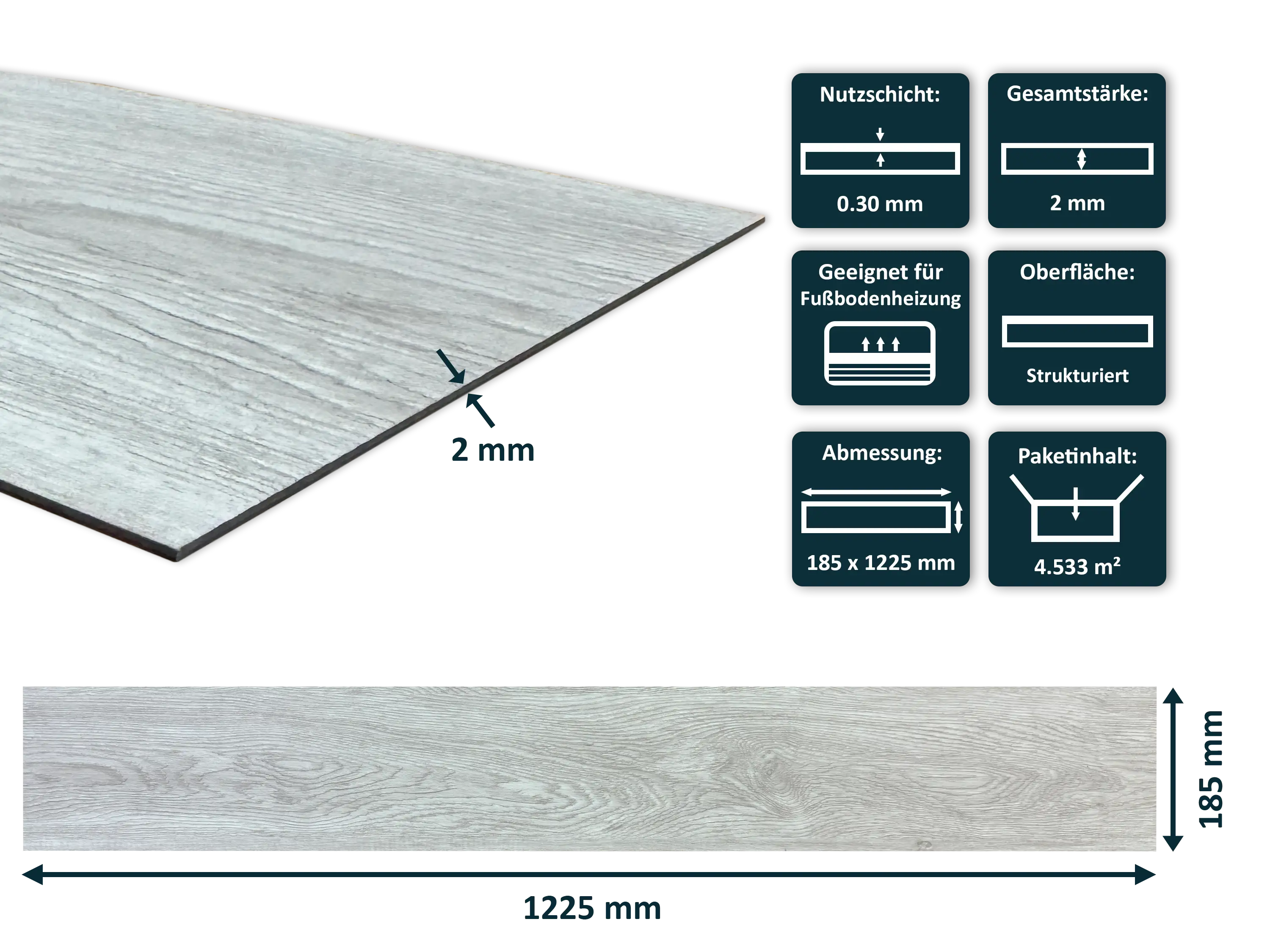 TRECOR® LVT Dryback Klebe Vinylboden Trend Oak White Landhausdiele - 2 mm starker Designboden TRECOR® LVT Dryback Klebe Vinylboden Trend Oak White Landhausdiele - 2 mm starker Designboden