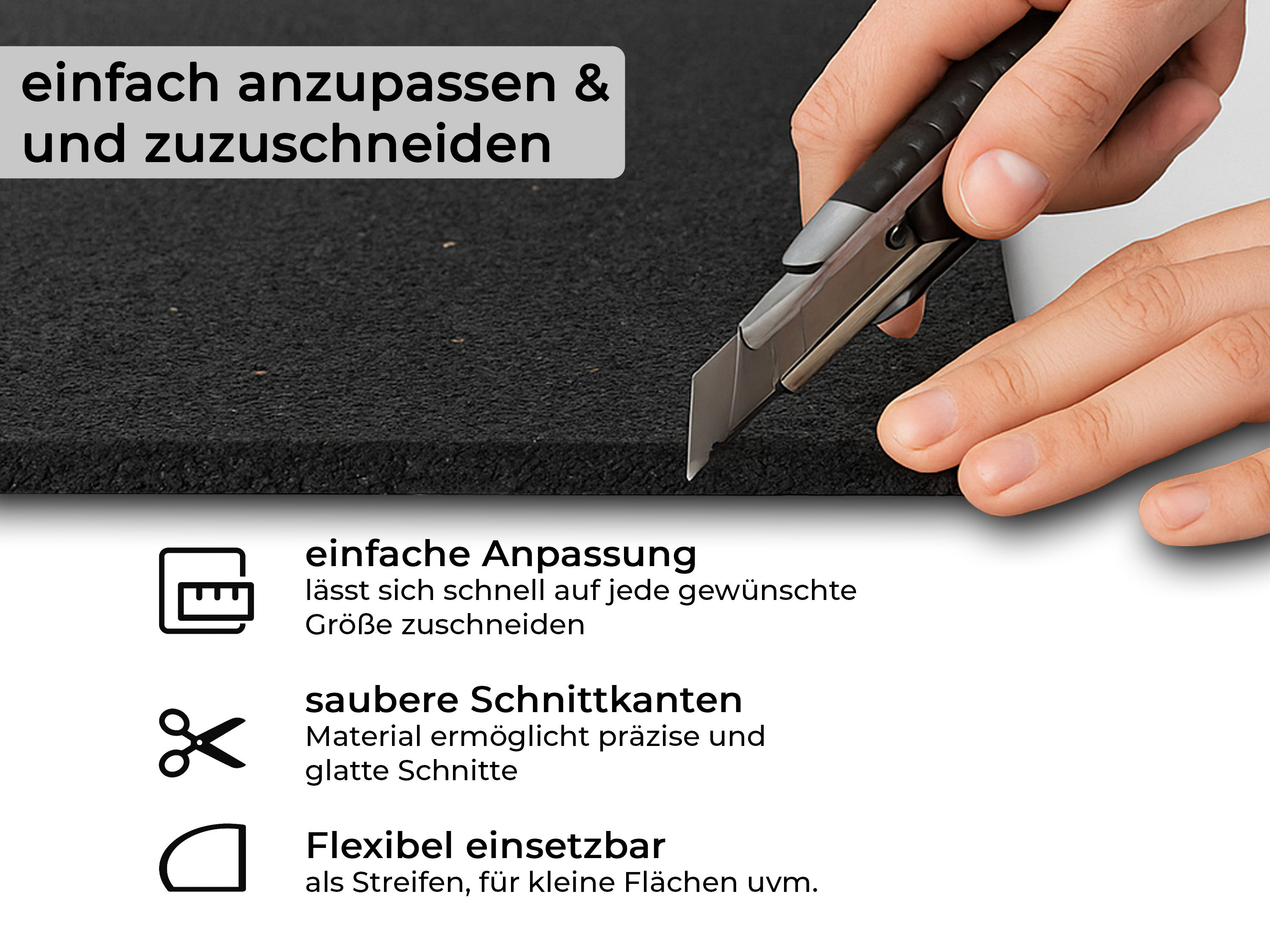 Bautenschutzmatte - Vibrationsschutzmatte -  Schallschutzmatte 61 cm x 61 cm - 8 mm stark