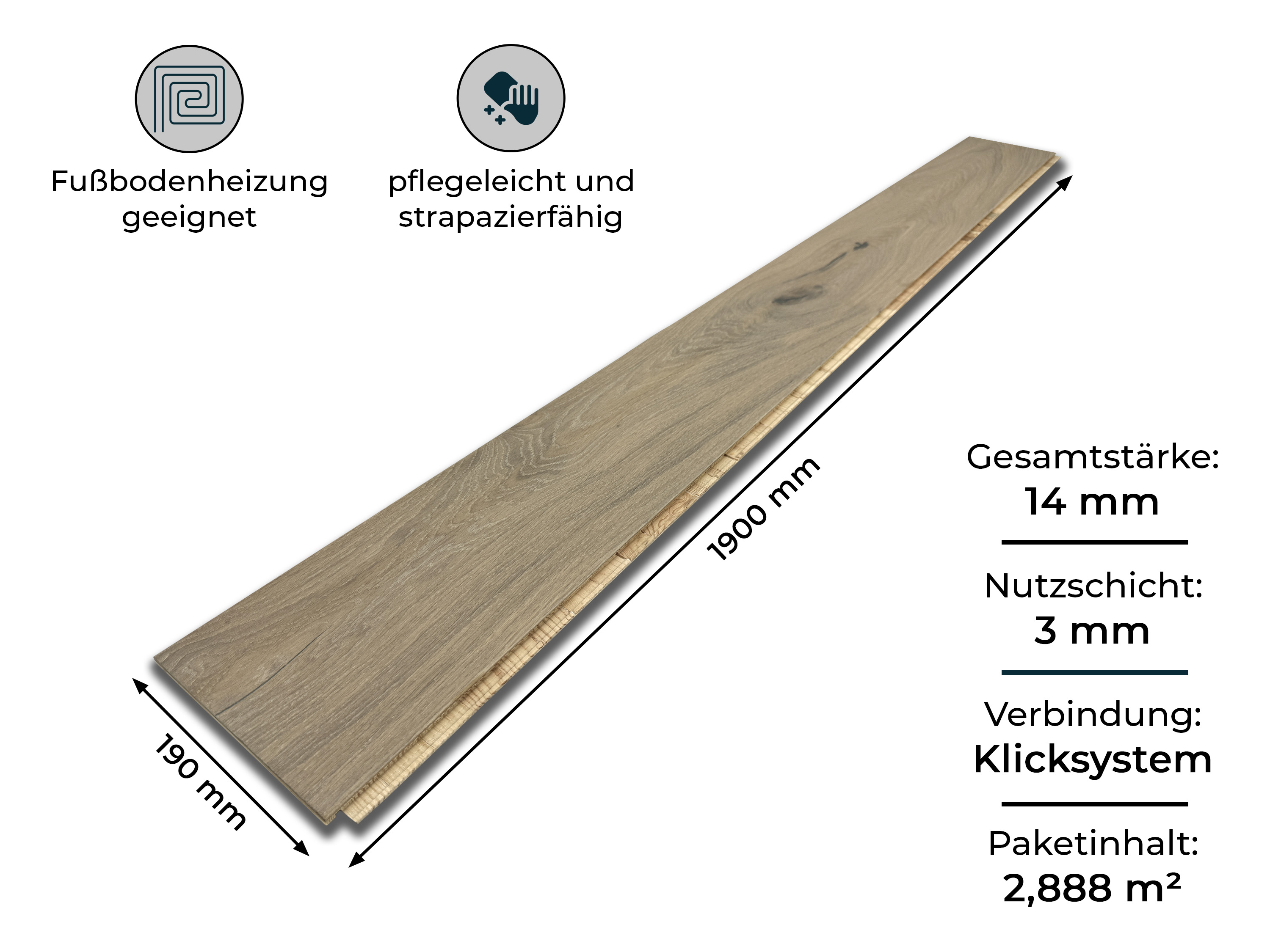 Parkettboden 3-Schicht Landhausdiele Eiche Rustikal Parkett gebürstet RUBIO R330 Vanilla endgeölt