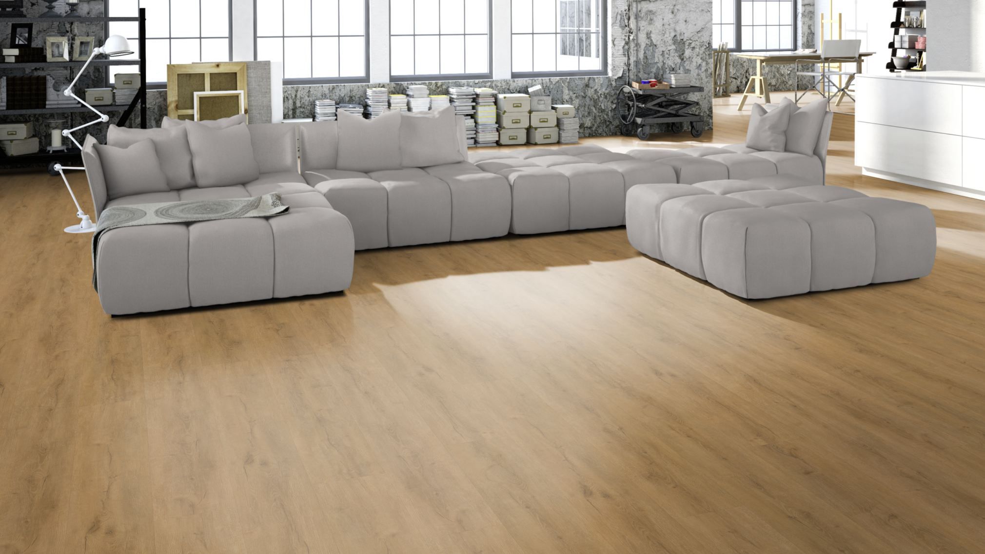 TRECOR® Klick Vinylboden Eiche Premium Natur Dunkel XXL Landhausdiele 6,5 mm Stark mit Trittschallunterlage TRECOR® Klick Vinylboden Eiche Premium Natur Dunkel XXL Landhausdiele 6,5 mm Stark mit Trittschallunterlage