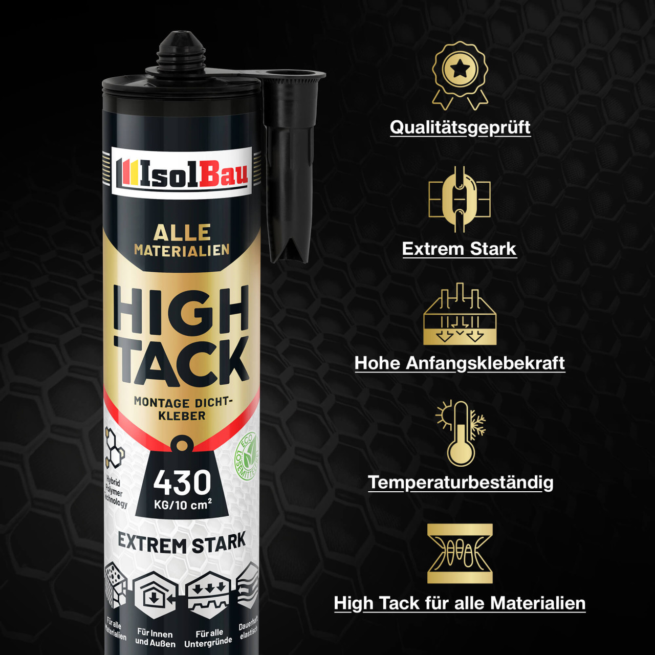 Isolbau High Tack Montagekleber, Baukleber Hybrid MS Polymer - Kraftkleber, Kartusche a 290ml