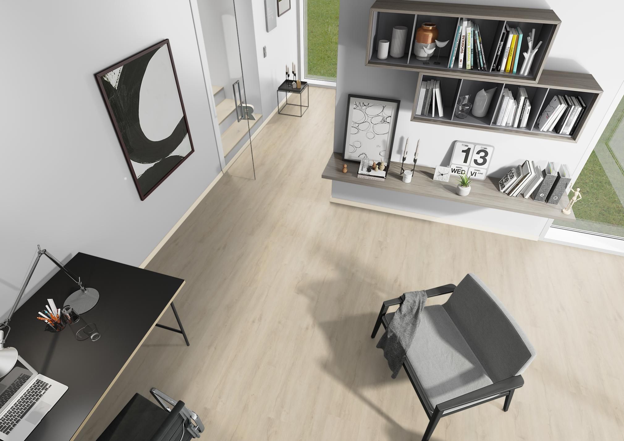 TRECOR® Klick Vinylboden Eiche Premium Weiss XXL Landhausdiele 6,5 mm Stark mit integrierter Trittschallunterlage TRECOR® Klick Vinylboden Eiche Premium Weiss XXL Landhausdiele 6,5 mm Stark mit integrierter Trittschallunterlage