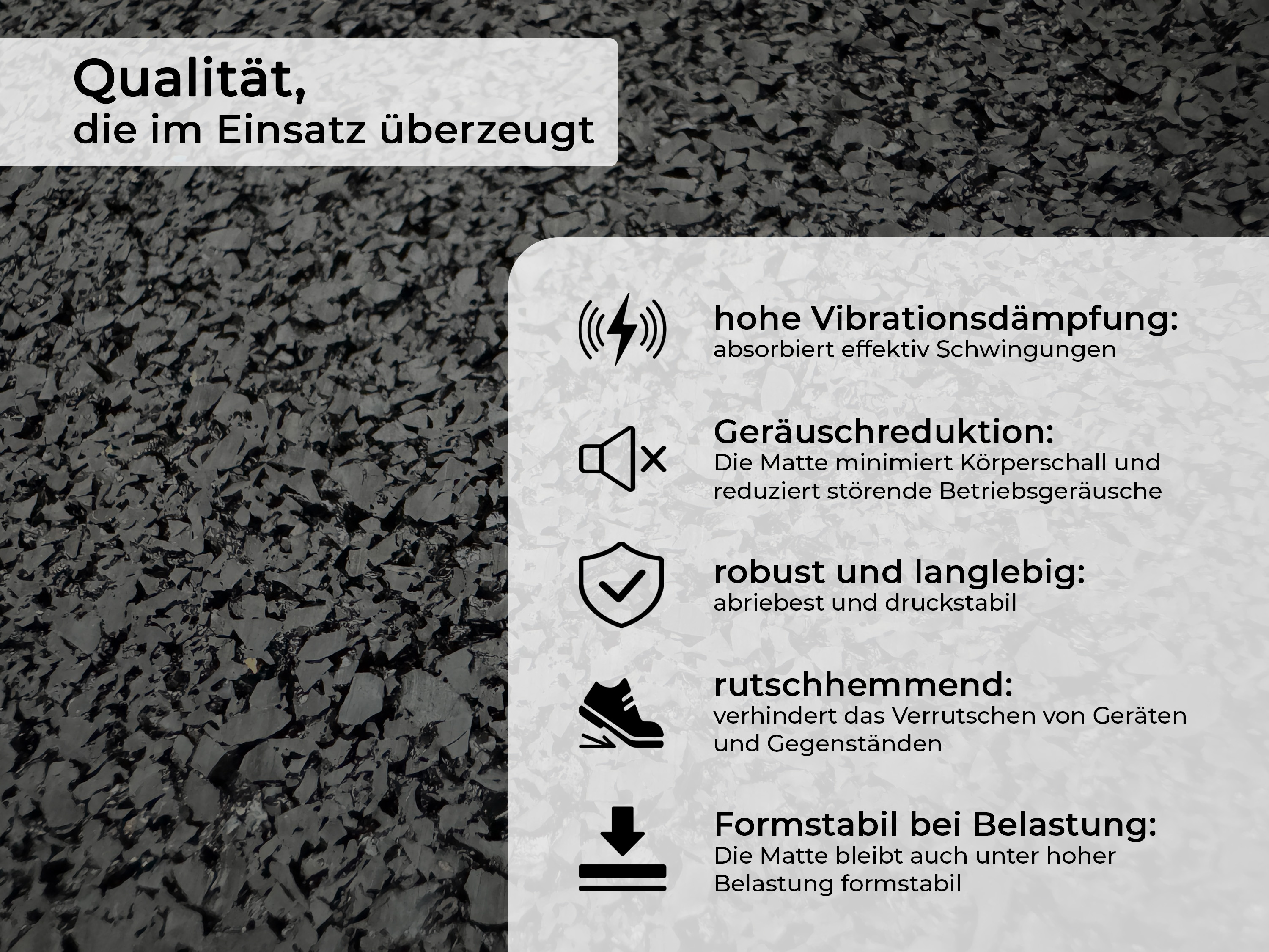Bautenschutzmatte - Vibrationsschutzmatte -  Schallschutzmatte 61 cm x 61 cm - 8 mm stark