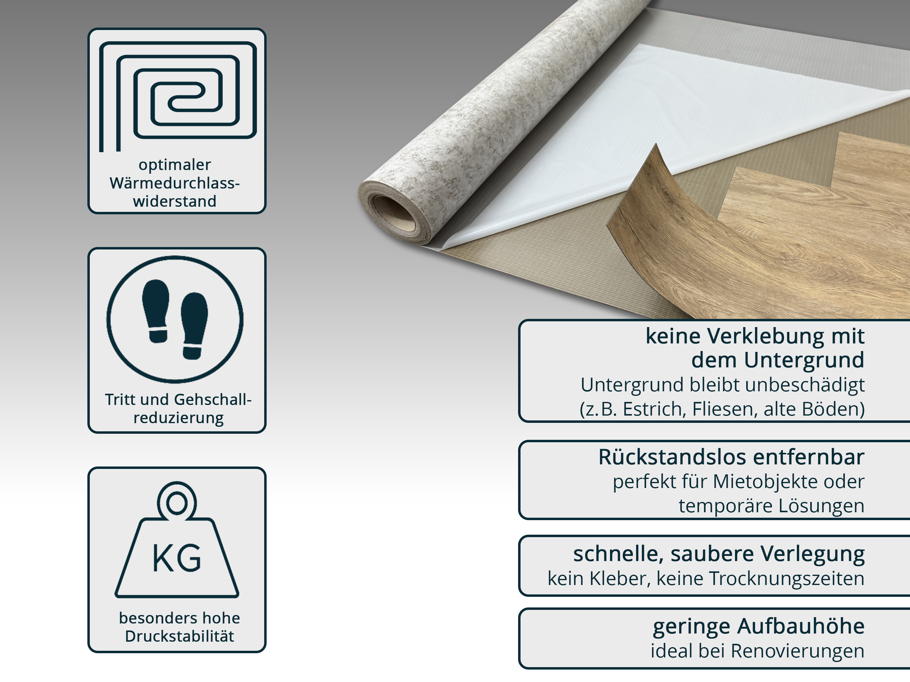 uficell® VINOSTICK® silent premium - selbstklebende Akustikmatte für Dryback Klebevinylböden uficell® VINOSTICK® silent premium - selbstklebende Akustikmatte für Dryback Klebevinylböden