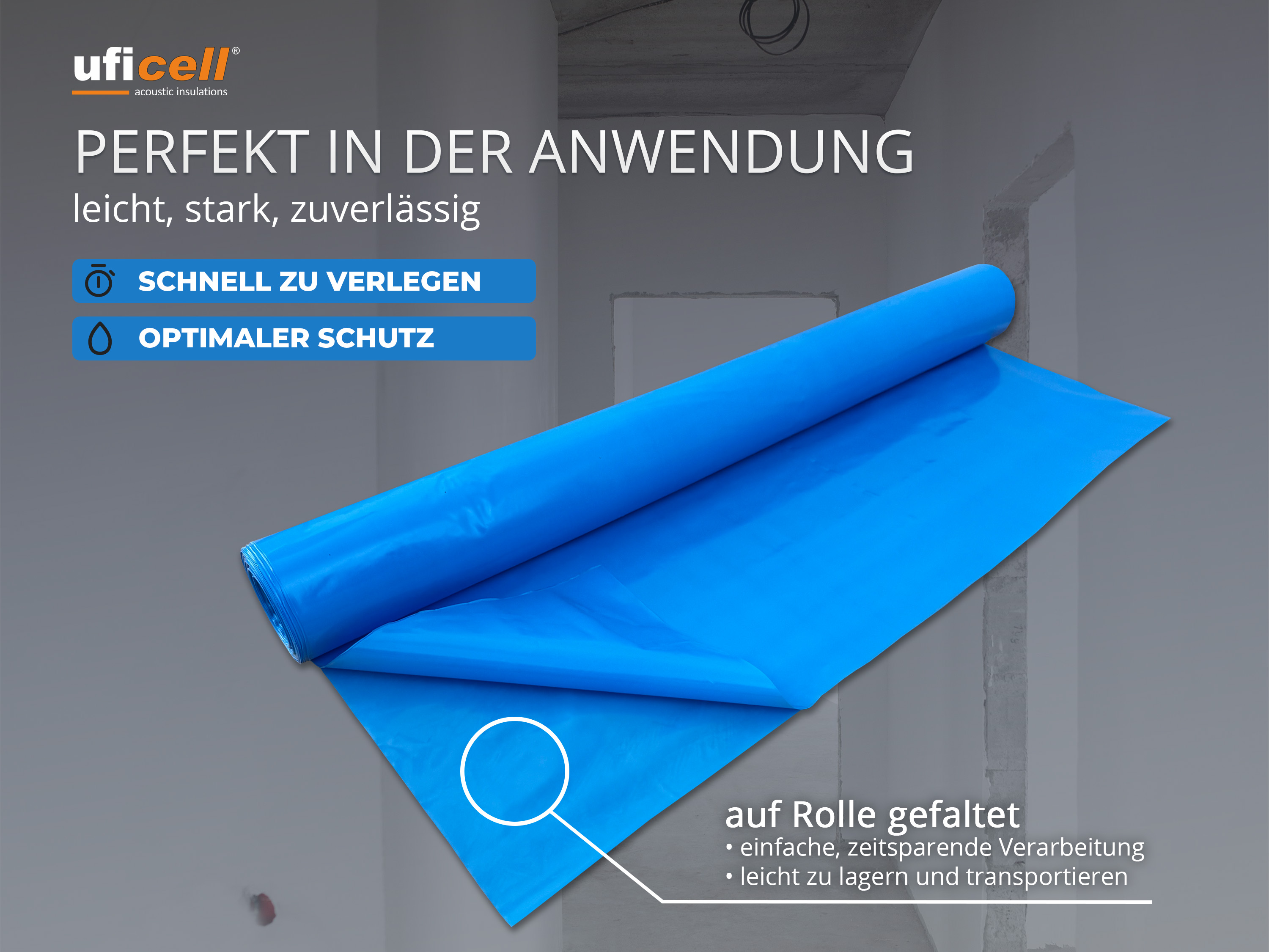uficell® Dampfsperrfolie - Blau - Stärke: echte 130 my (0,13 mm) - nach DIN Vorgabe uficell® Dampfsperrfolie - Blau - Stärke: echte 130 my (0,13 mm) - nach DIN Vorgabe