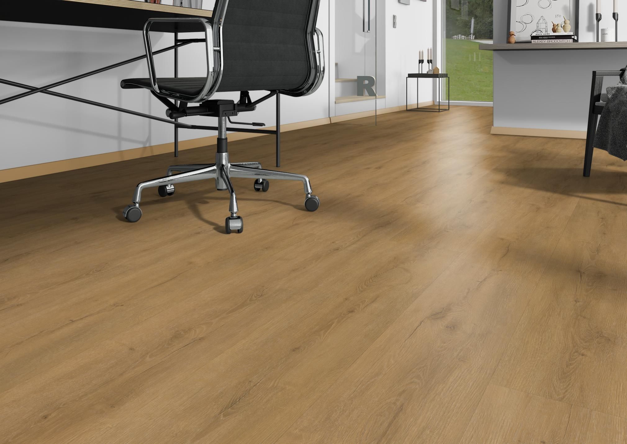 TRECOR® Klick Vinylboden Eiche Premium Natur Dunkel XXL Landhausdiele 6,5 mm Stark mit Trittschallunterlage TRECOR® Klick Vinylboden Eiche Premium Natur Dunkel XXL Landhausdiele 6,5 mm Stark mit Trittschallunterlage