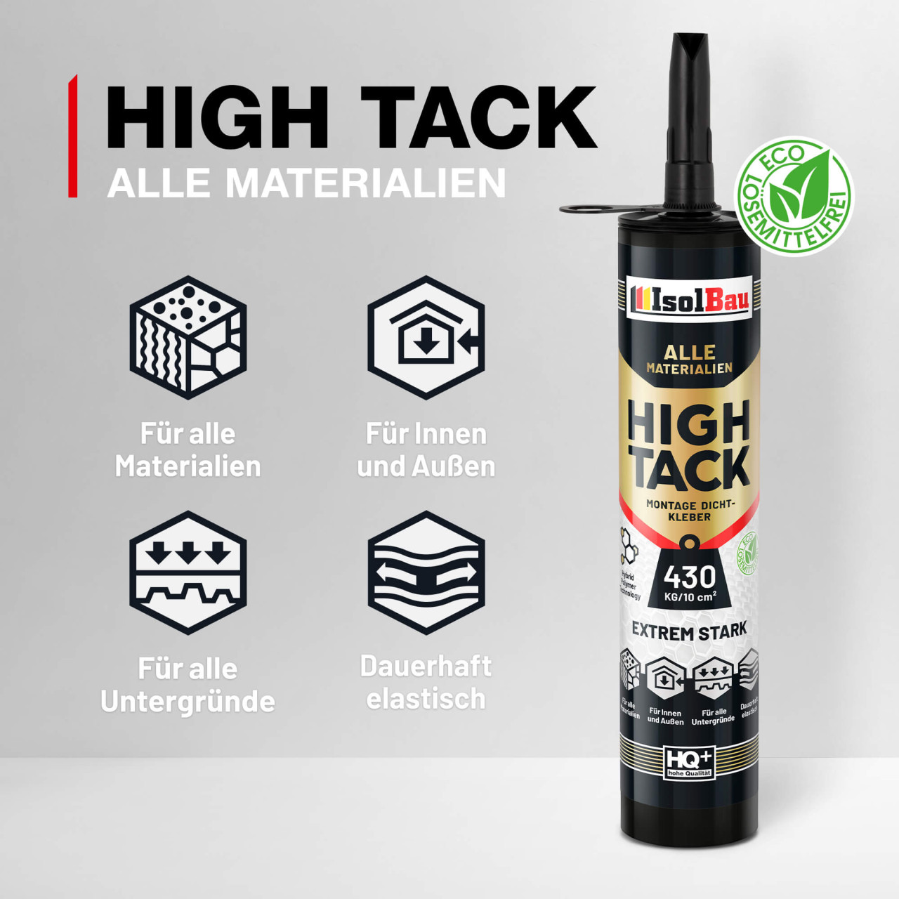 Isolbau High Tack Montagekleber, Baukleber Hybrid MS Polymer - Kraftkleber, Kartusche a 290ml