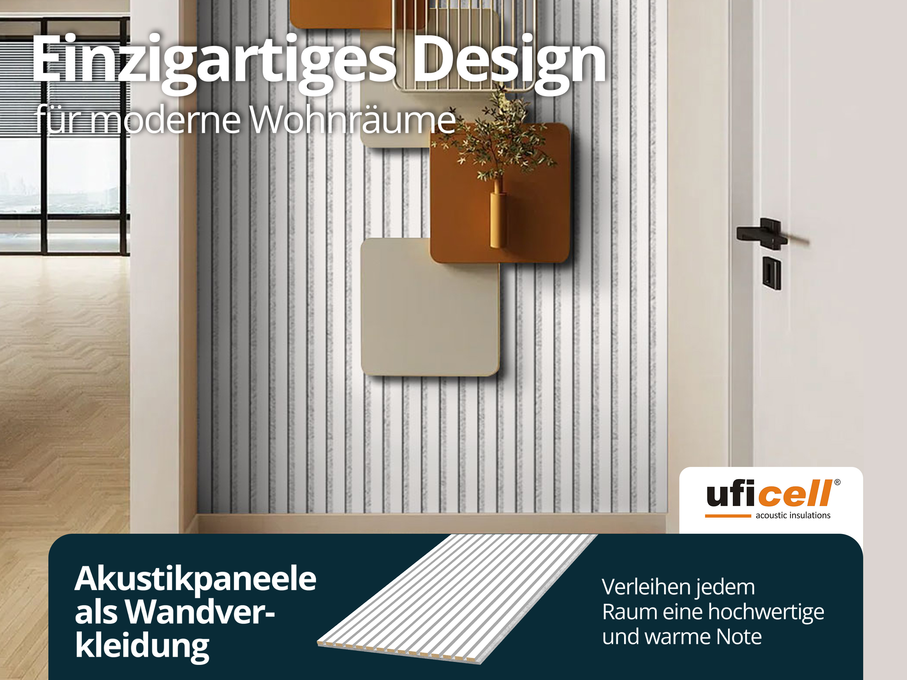 Akustikpaneele Wandpaneele Wintereiche 27 mm Filz grau marmoriert, Oberfläche: Echtholz mehrere Formate