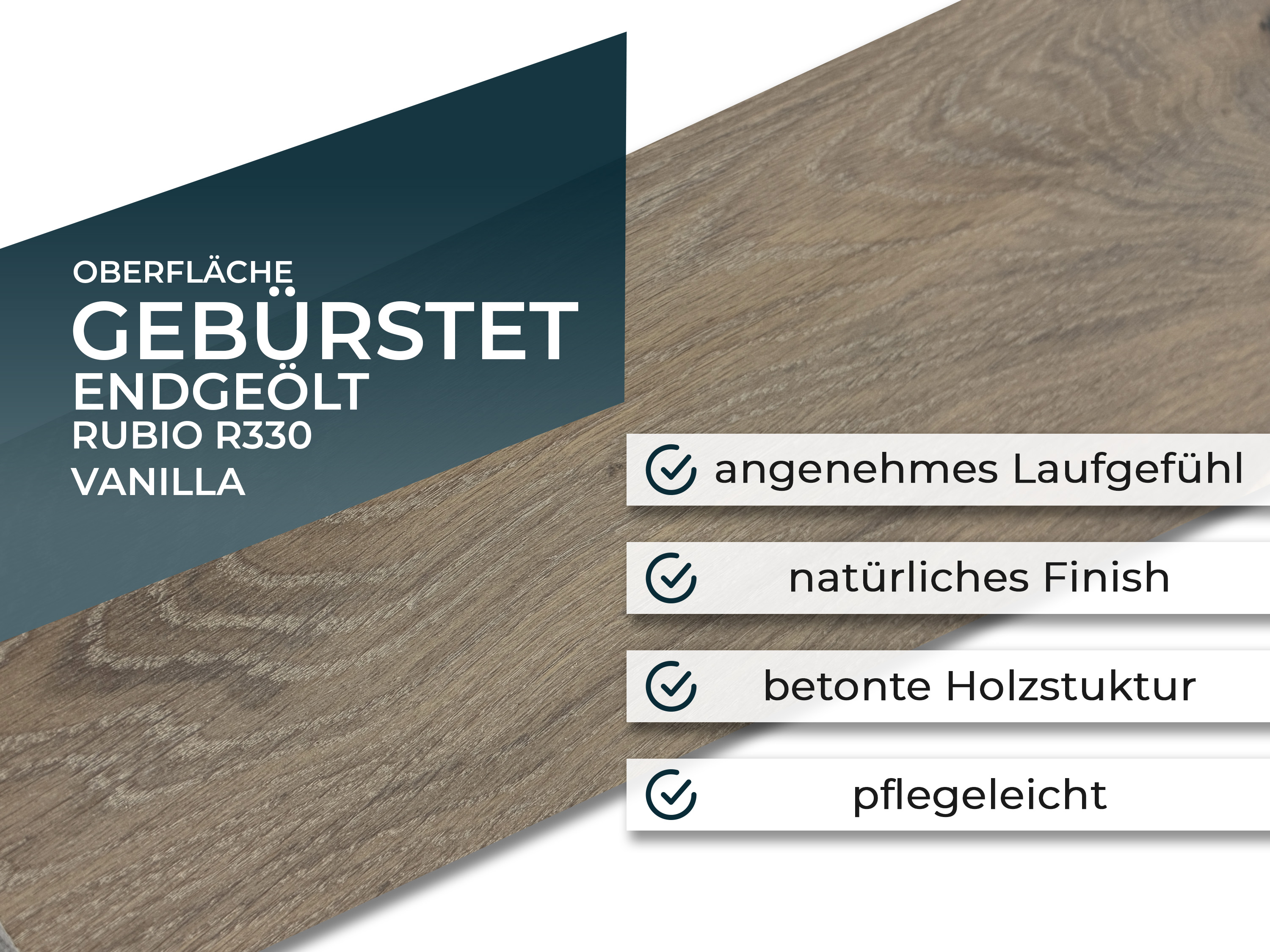 Parkettboden 3-Schicht Landhausdiele Eiche Rustikal Parkett gebürstet RUBIO R330 Vanilla endgeölt