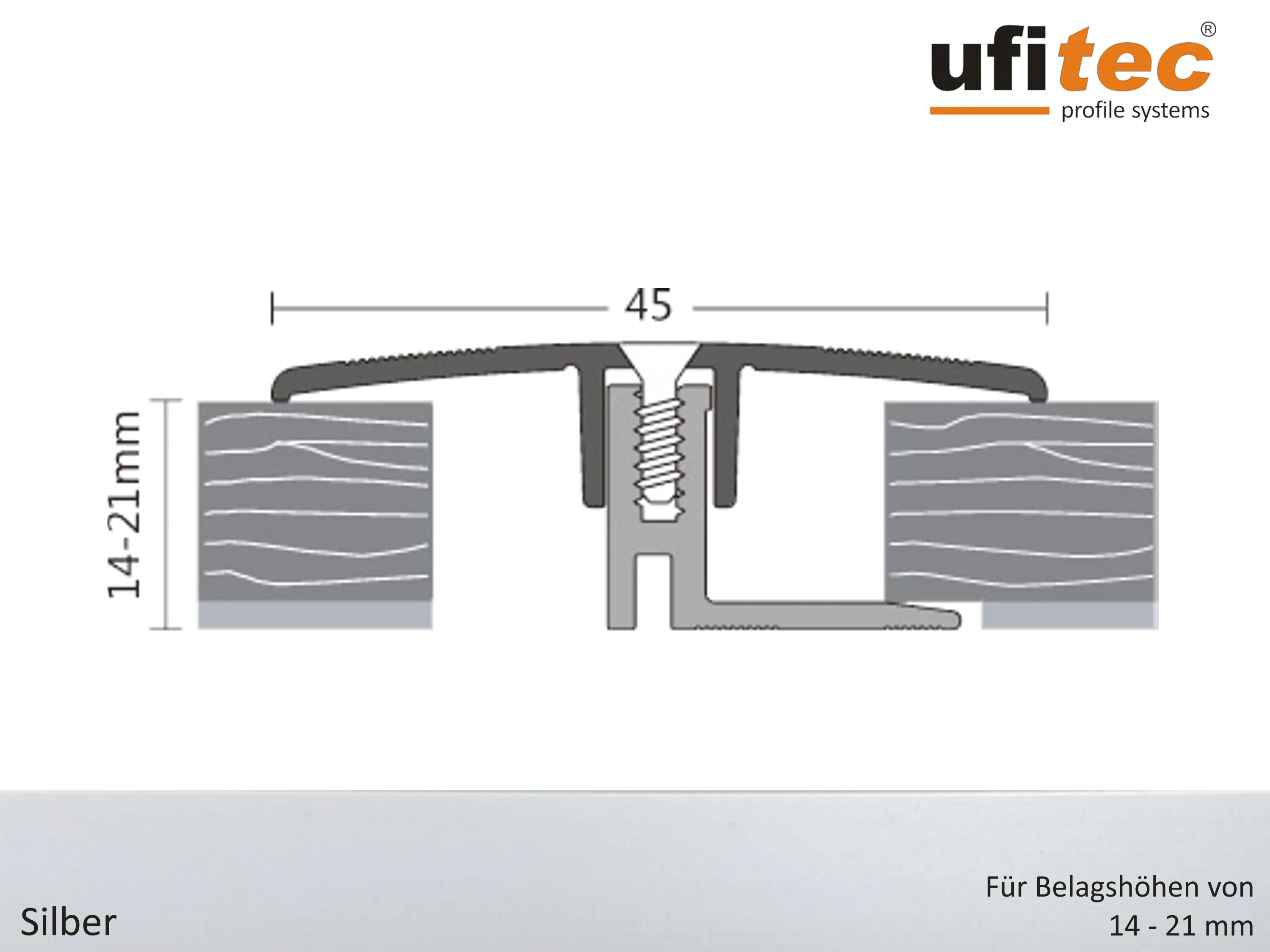 ufitec® TPL Profi max Dehnungsfugenprofil 45 mm Breit für Belagshöhen von 14-21 mm