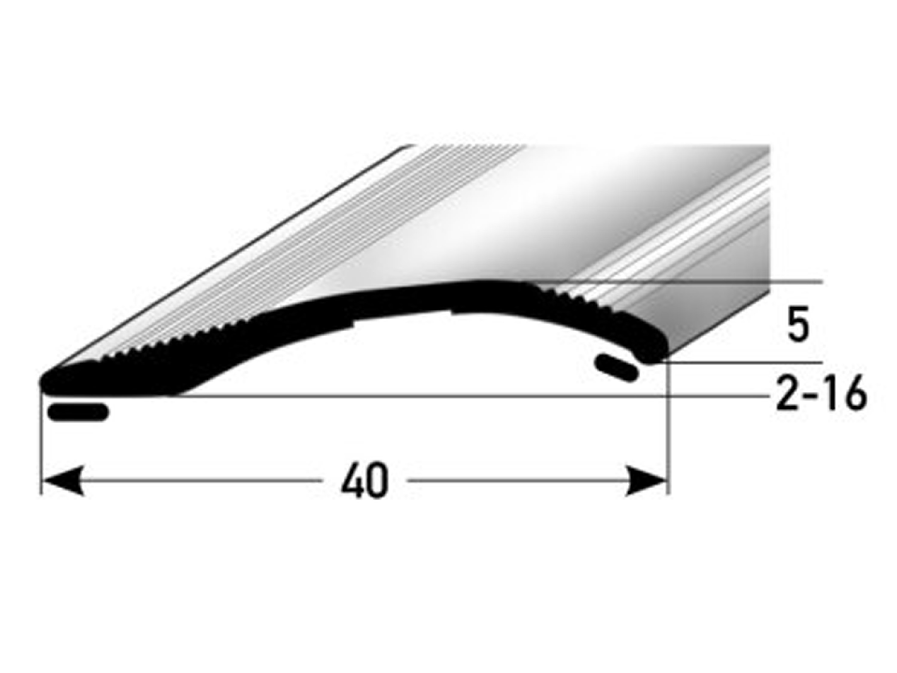 Anpassungsprofil 40 mm, Höhenausgleich 2 - 16 mm, selbstklebend Anpassungsprofil 40 mm, Höhenausgleich 2 - 16 mm, selbstklebend