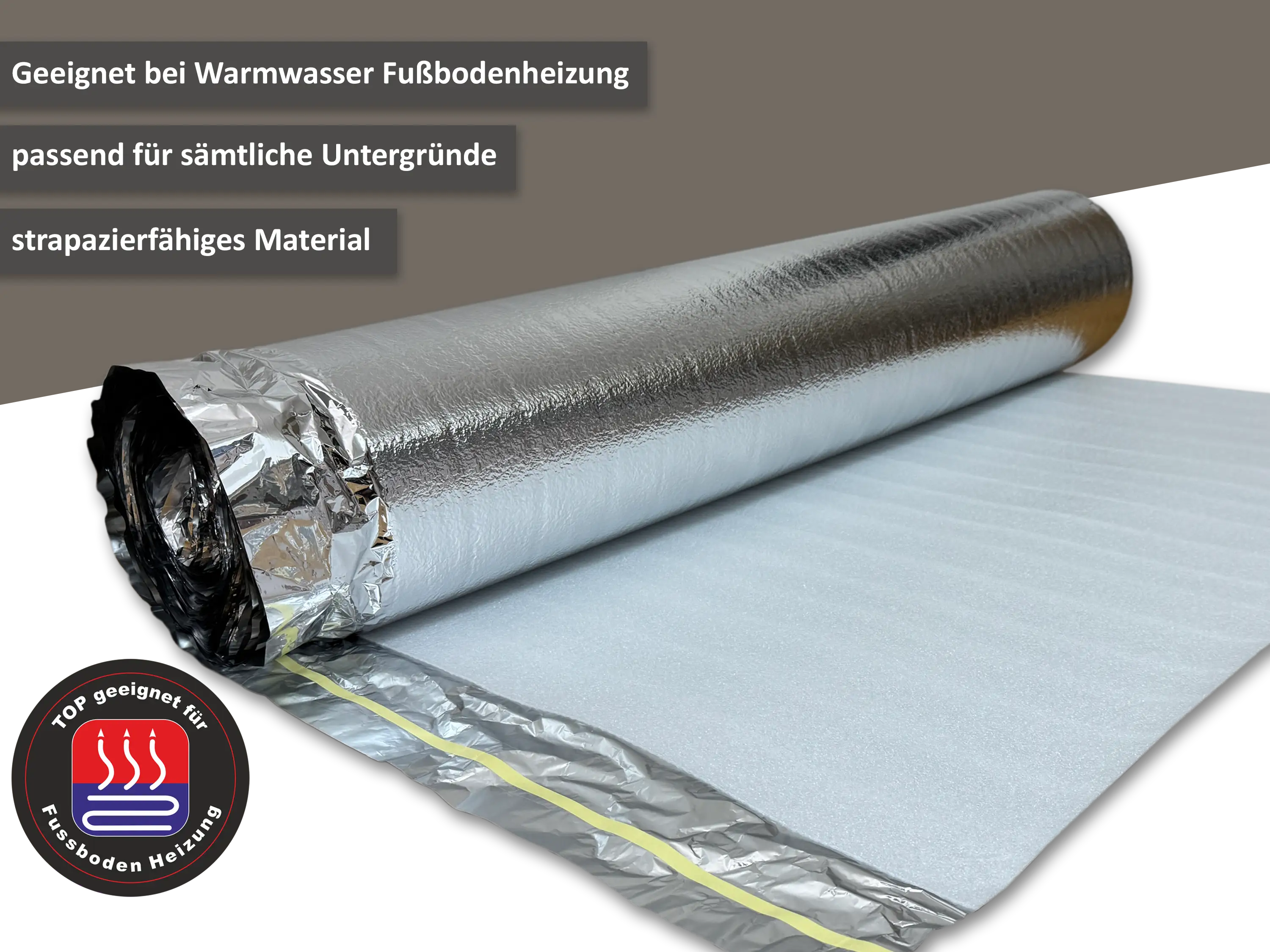 uficell® ALUPLUS PE-Schaum Laminat Verlegeunterlage Trittschalldämmung für Fußbodenheizung uficell® ALUPLUS PE-Schaum Laminat Verlegeunterlage Trittschalldämmung für Fußbodenheizung