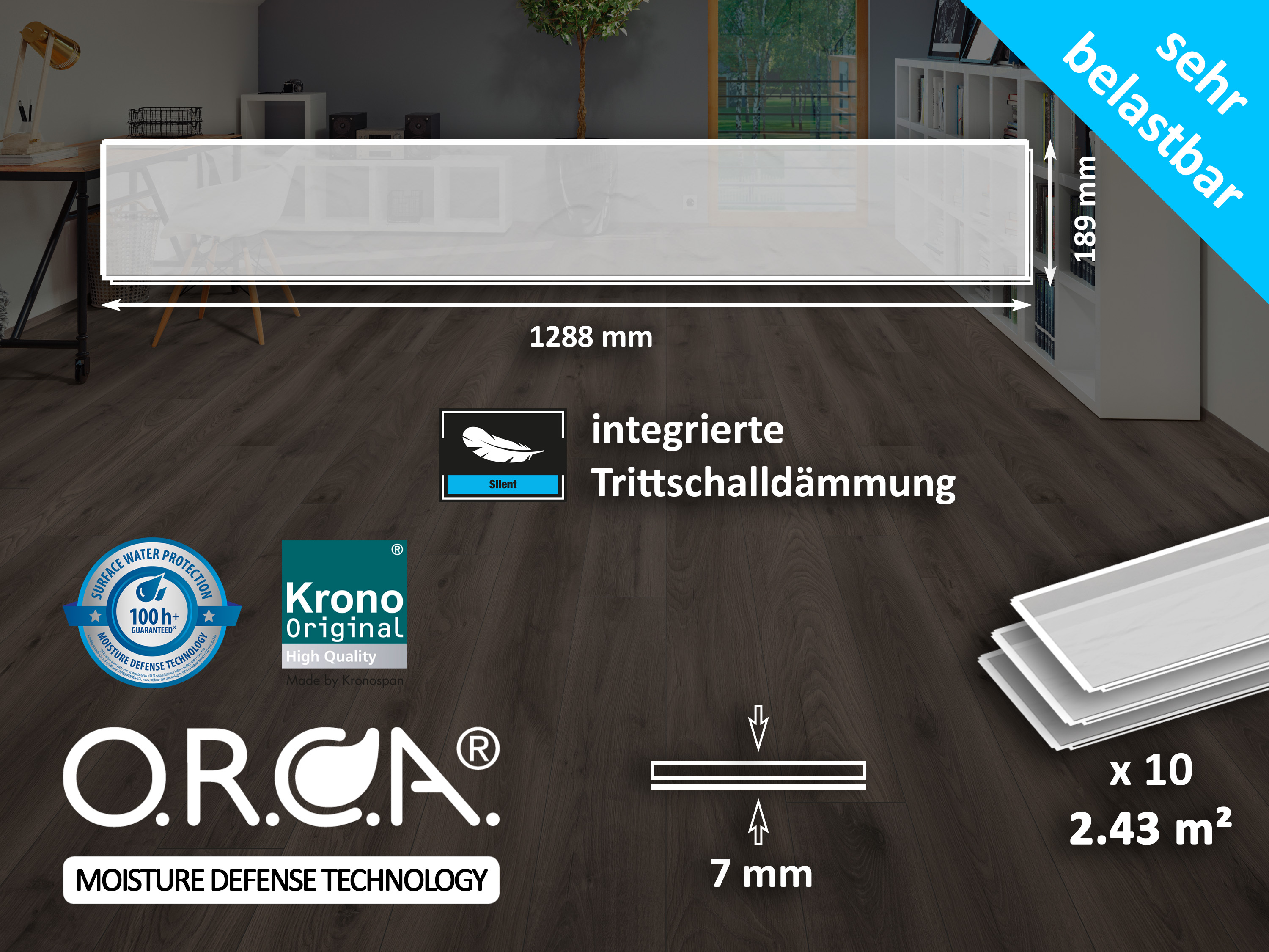 Klick-Designboden Flax River Oak K502 Fliesenoptik Organic Flex 7 mm, mit integr. Trittschalldämmung Klick-Designboden Flax River Oak K502 Fliesenoptik Organic Flex 7 mm, mit integr. Trittschalldämmung