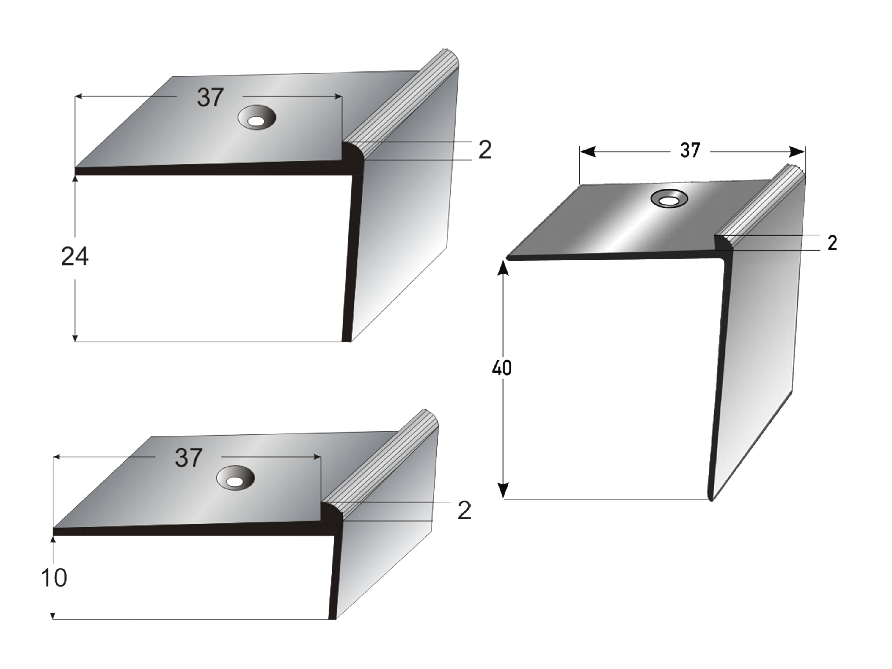 ufitec® Treppenkantenprofil mit Nase für Vinylböden für Belagshöhen von 2 mm - Alu eloxiert ufitec® Treppenkantenprofil mit Nase für Vinylböden für Belagshöhen von 2 mm - Alu eloxiert