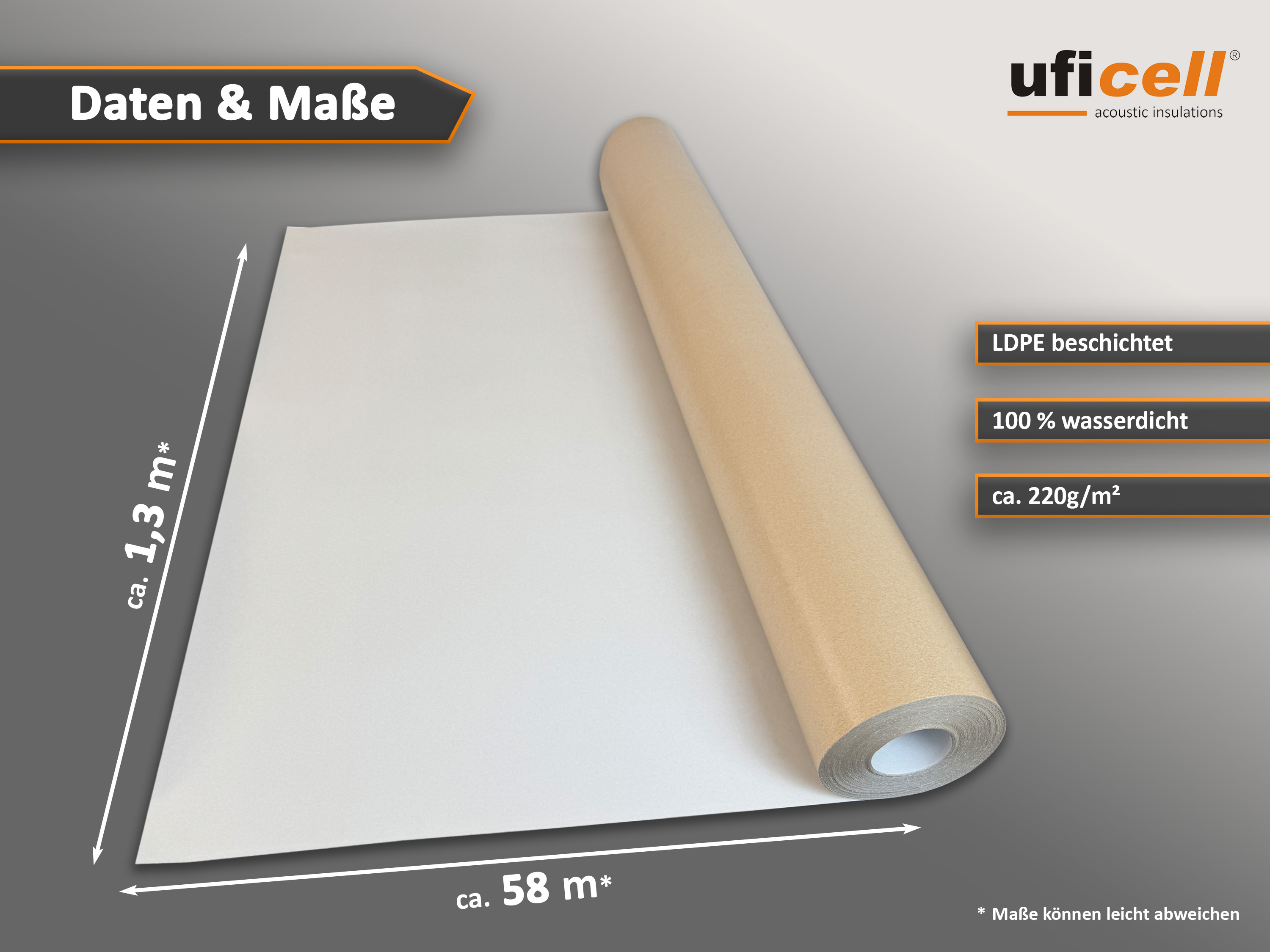 Milchtütenpapier (Tetra Pack) Oberflächenschutz - wasserfeste LDPE Beschichtung - 75 m² Rolle