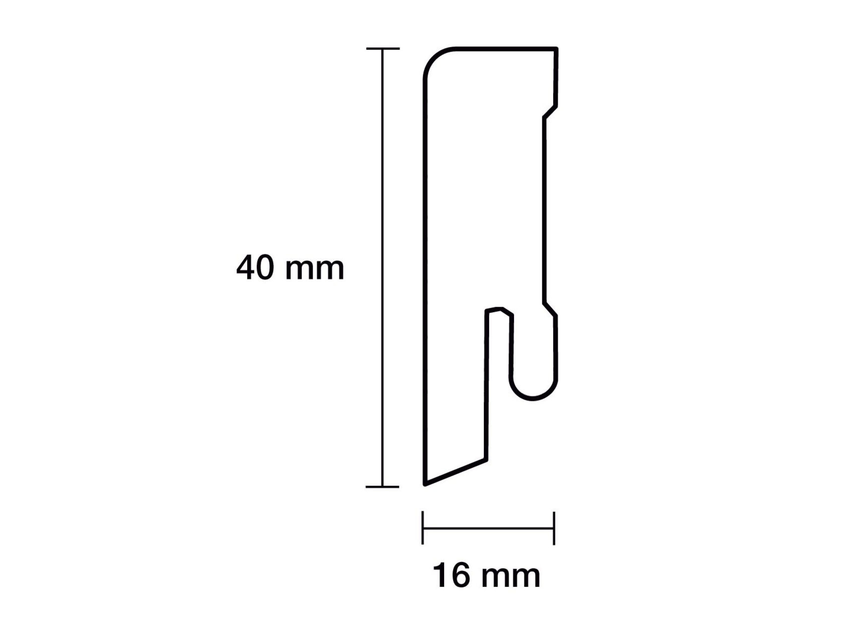 TRECOR® weisse Sockelleiste Fußleiste modern Cube 16 x 40 mm in Weiß RAL 9016 - CLIPSTAR Fräsung TRECOR® weisse Sockelleiste Fußleiste modern Cube 16 x 40 mm in Weiß RAL 9016 - CLIPSTAR Fräsung