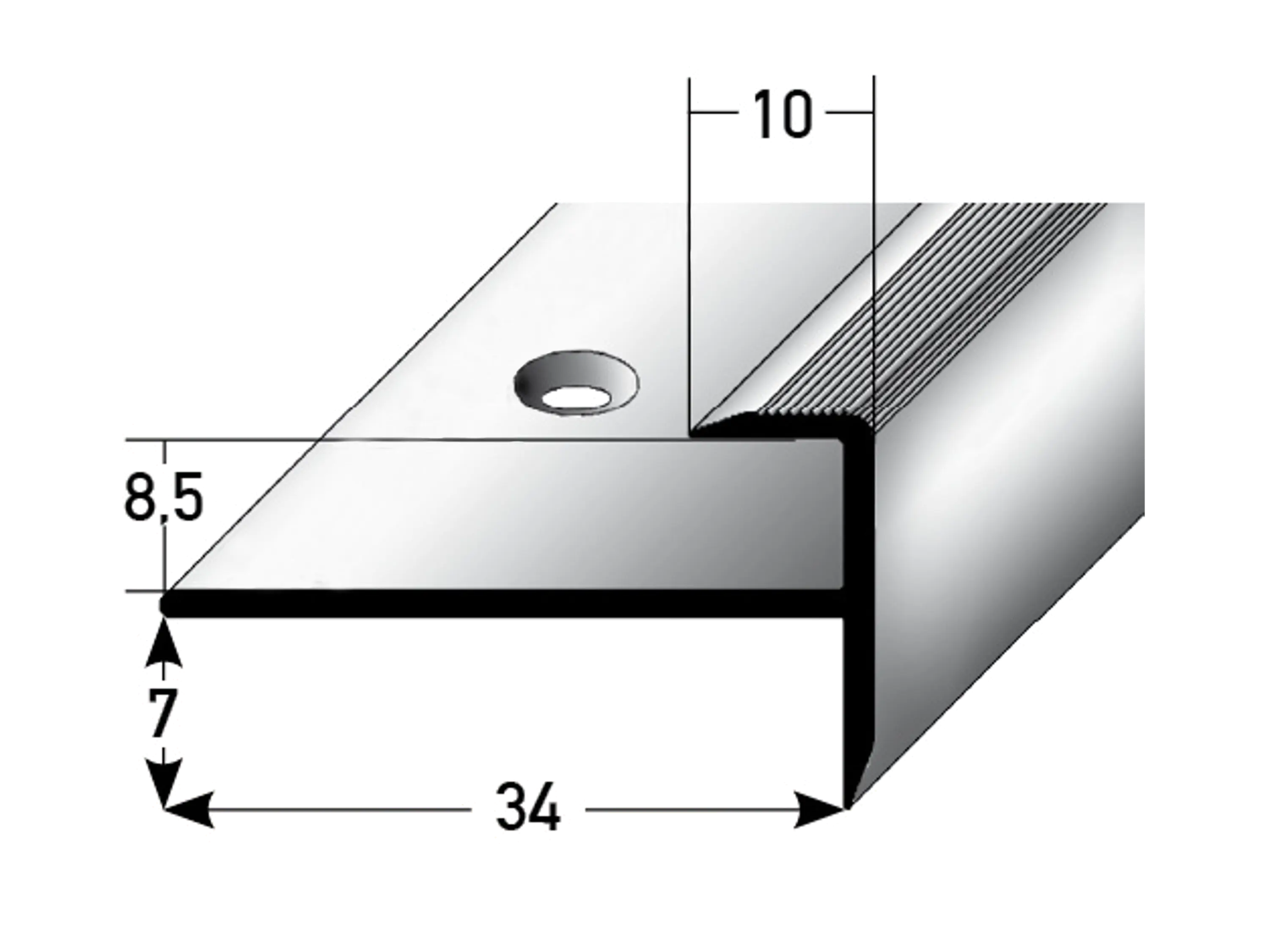 ufitec® Einschubprofil für Belagshöhen bis 8,5 mm | 7 mm Nase Treppen-/Stufen Abschlussprofil ufitec® Einschubprofil für Belagshöhen bis 8,5 mm | 7 mm Nase Treppen-/Stufen Abschlussprofil