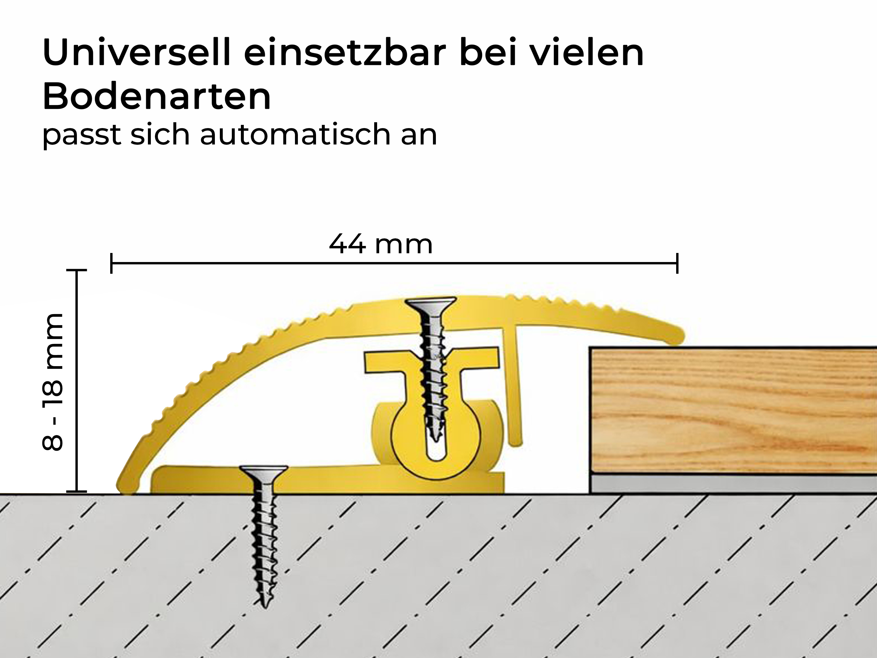 TRIFLOOR FINISH | ALU Höhenausgleichsprofil, schraubbar, Farbe: Gold eloxiert, Länge: 270 cm