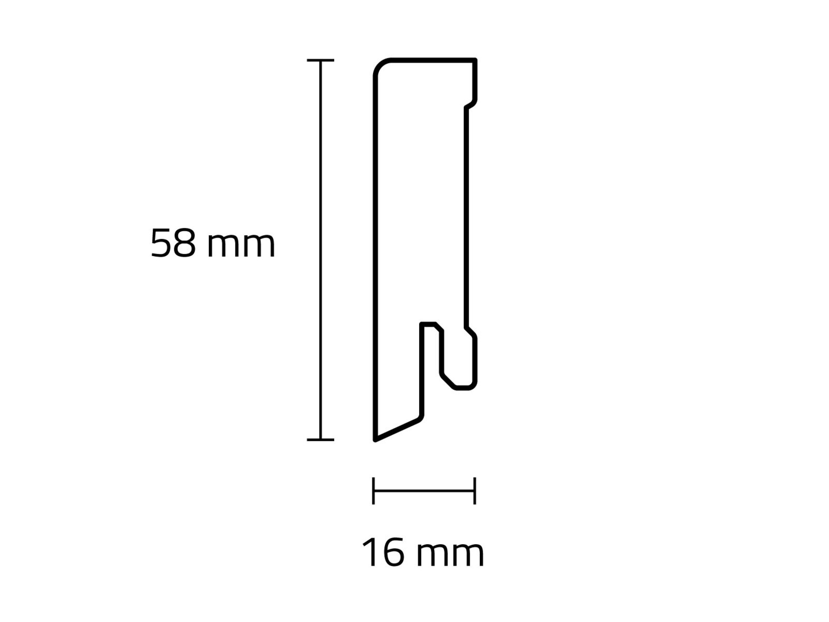 TRECOR® CUBE Sockelleiste, Fußleiste 16 x 58 mm in Weiß RAL 9016 TRECOR® CUBE Sockelleiste, Fußleiste 16 x 58 mm in Weiß RAL 9016