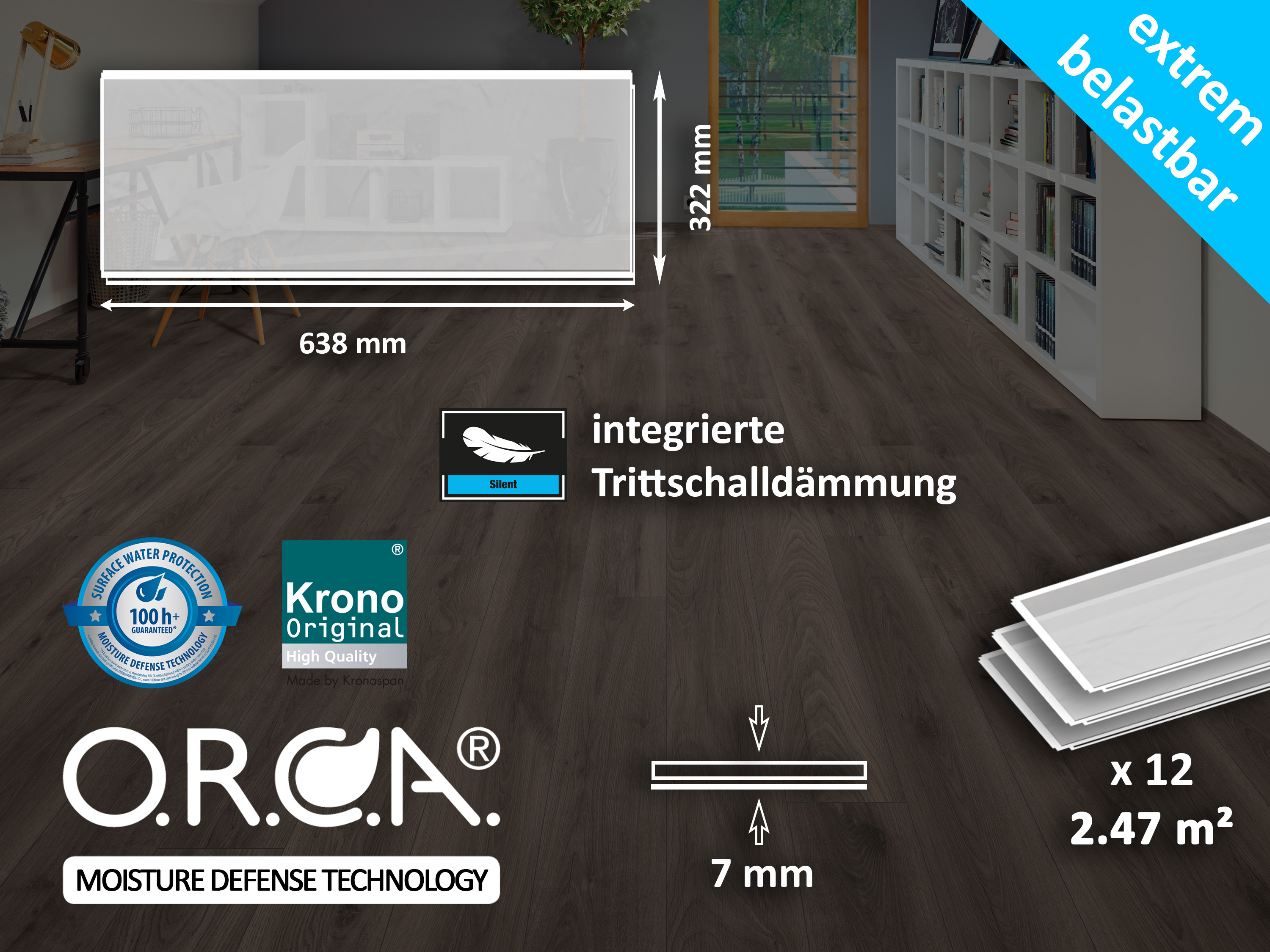 Klick-Designboden Brooklyn Dark K510 Fliesenoptik Organic Flex 7 mm, mit integr. Trittschalldämmung Klick-Designboden Brooklyn Dark K510 Fliesenoptik Organic Flex 7 mm, mit integr. Trittschalldämmung