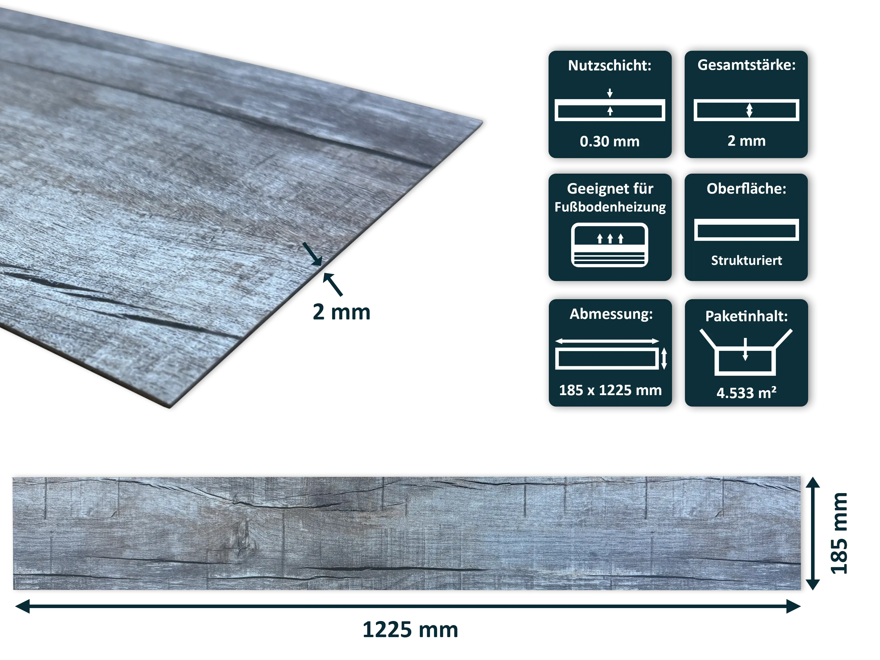 TRECOR® LVT Dryback Klebe Vinylboden Eiche Old Rustik Dark Landhausdiele - 2 mm starker Designboden TRECOR® LVT Dryback Klebe Vinylboden Eiche Old Rustik Dark Landhausdiele - 2 mm starker Designboden