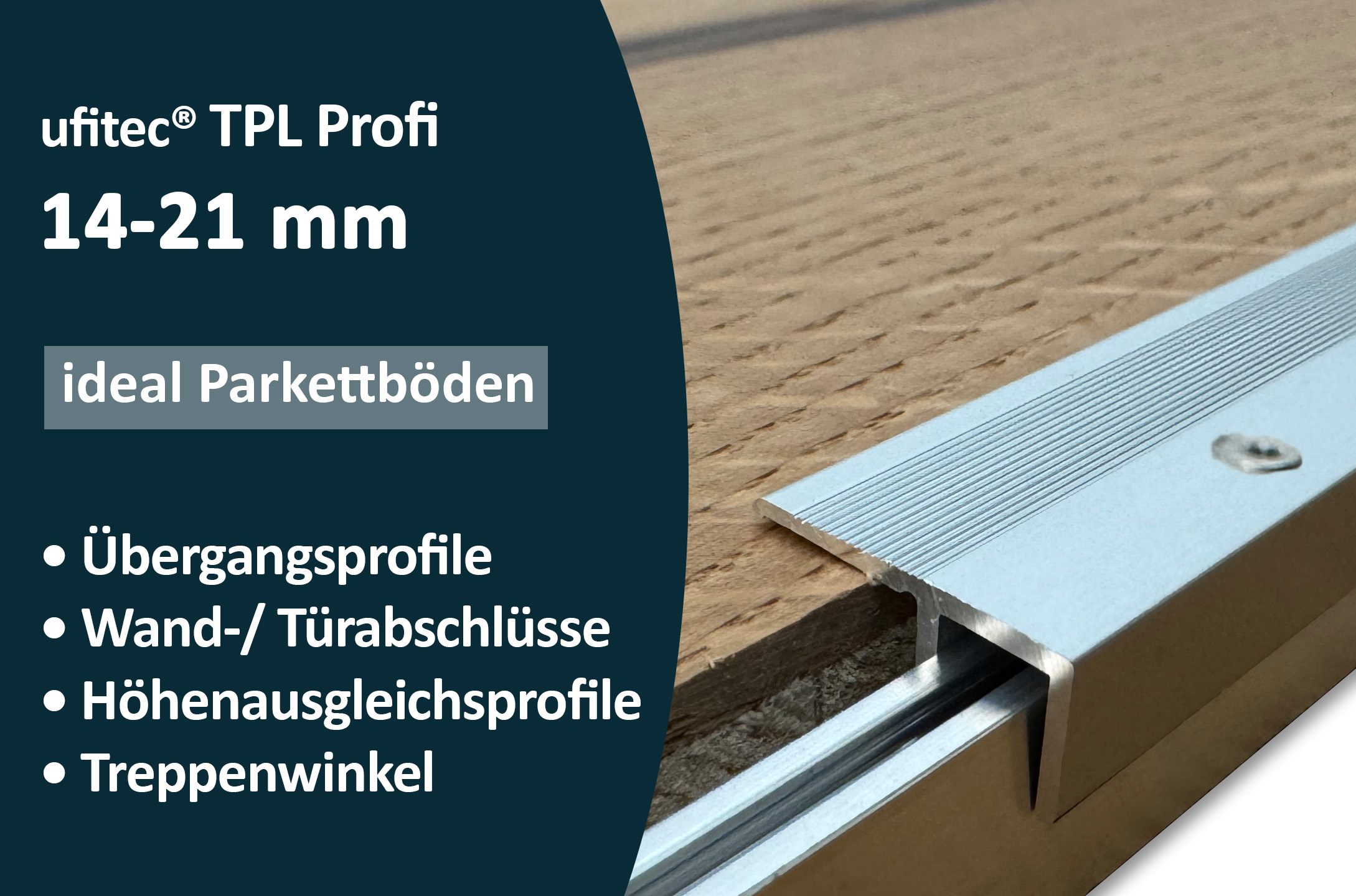 Ufitec® TPL Profi Profil De Bord D'escalier Pour Parquets Et Sols Stratifiés – Largeur De
