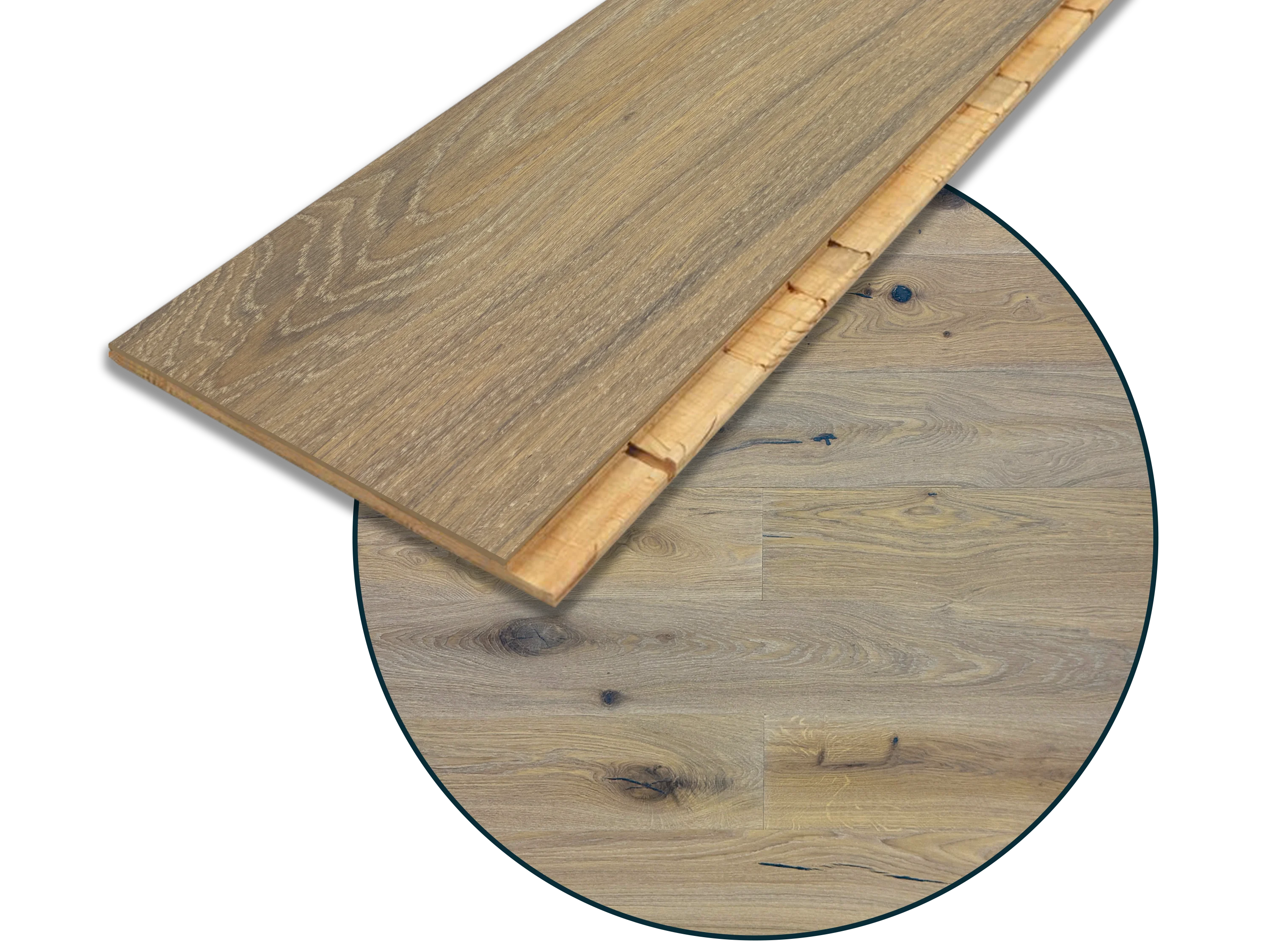 Parkettboden 3-Schicht Landhausdiele Eiche Rustikal Parkett gebürstet RUBIO R333 Champagne endgeölt