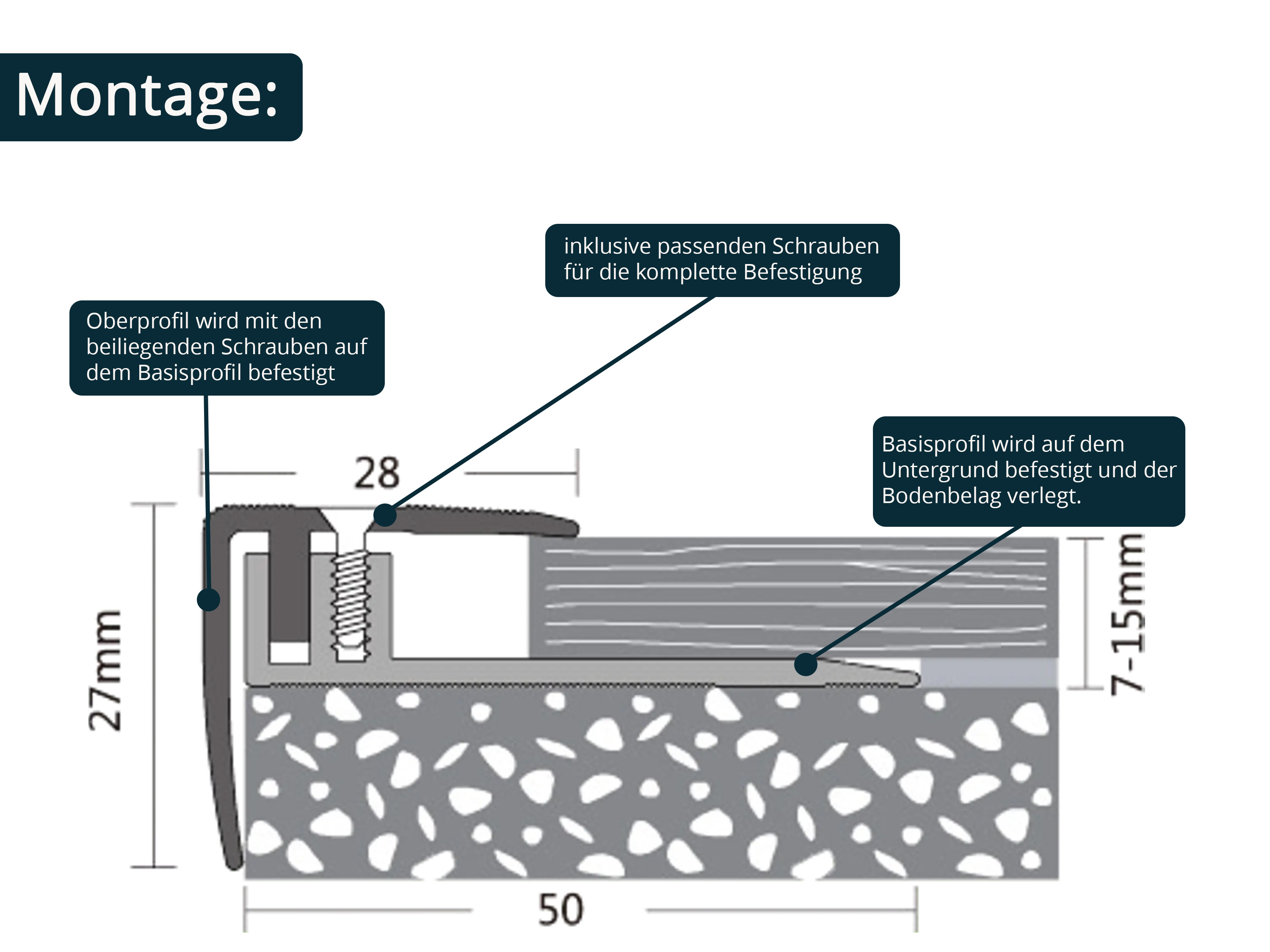 ufitec® Treppenkantenprofil - TPL PROFI - für Belagshöhen von 7-16 - Sichtkante: 28 mm, Nase: 27 mm ufitec® Treppenkantenprofil - TPL PROFI - für Belagshöhen von 7-16 - Sichtkante: 28 mm, Nase: 27 mm