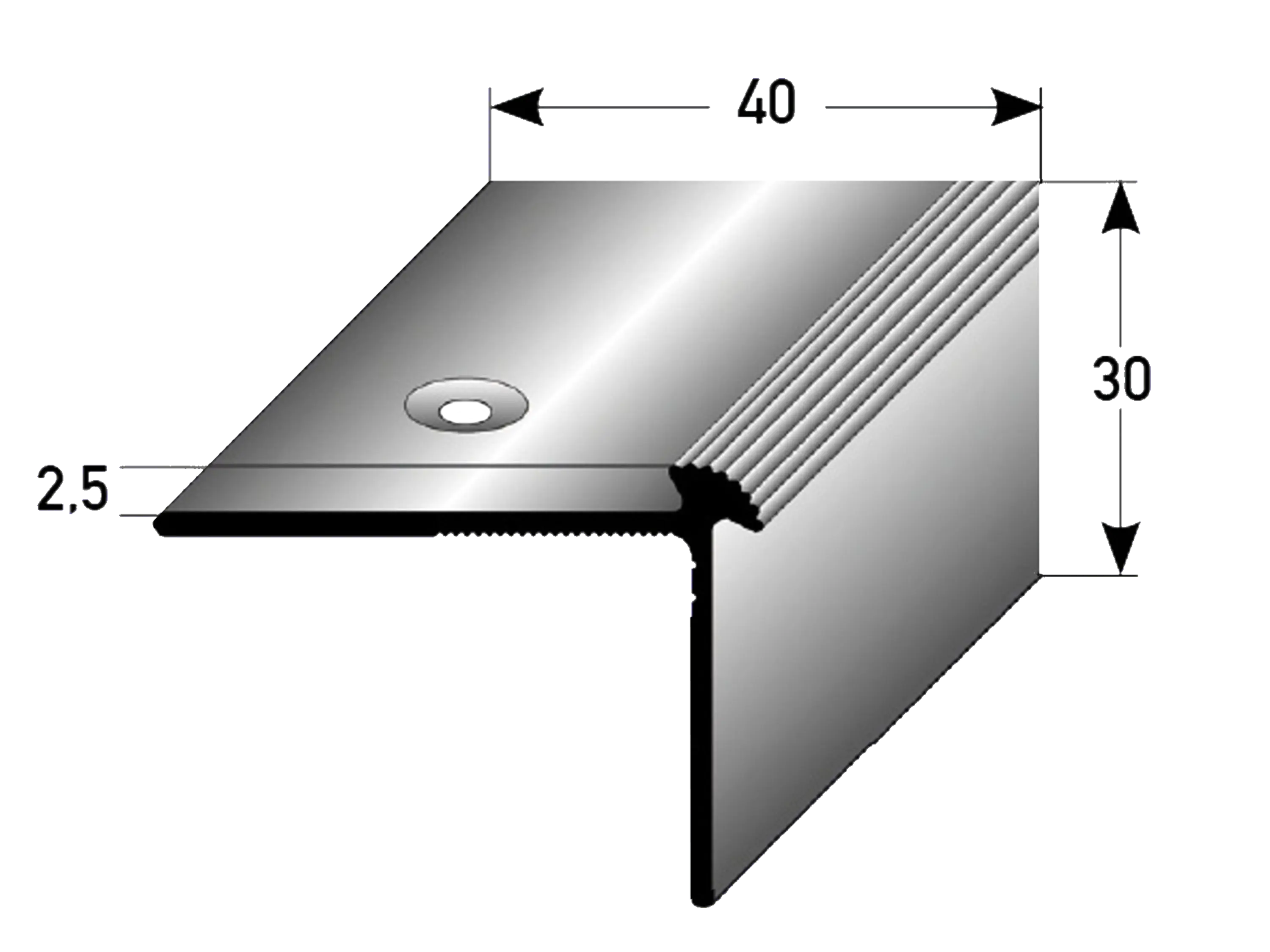 ufitec® Treppenkantenprofil beidseitig für Vinylböden für Belagshöhen von 2,5 mm - Alu eloxiert ufitec® Treppenkantenprofil beidseitig für Vinylböden für Belagshöhen von 2,5 mm - Alu eloxiert