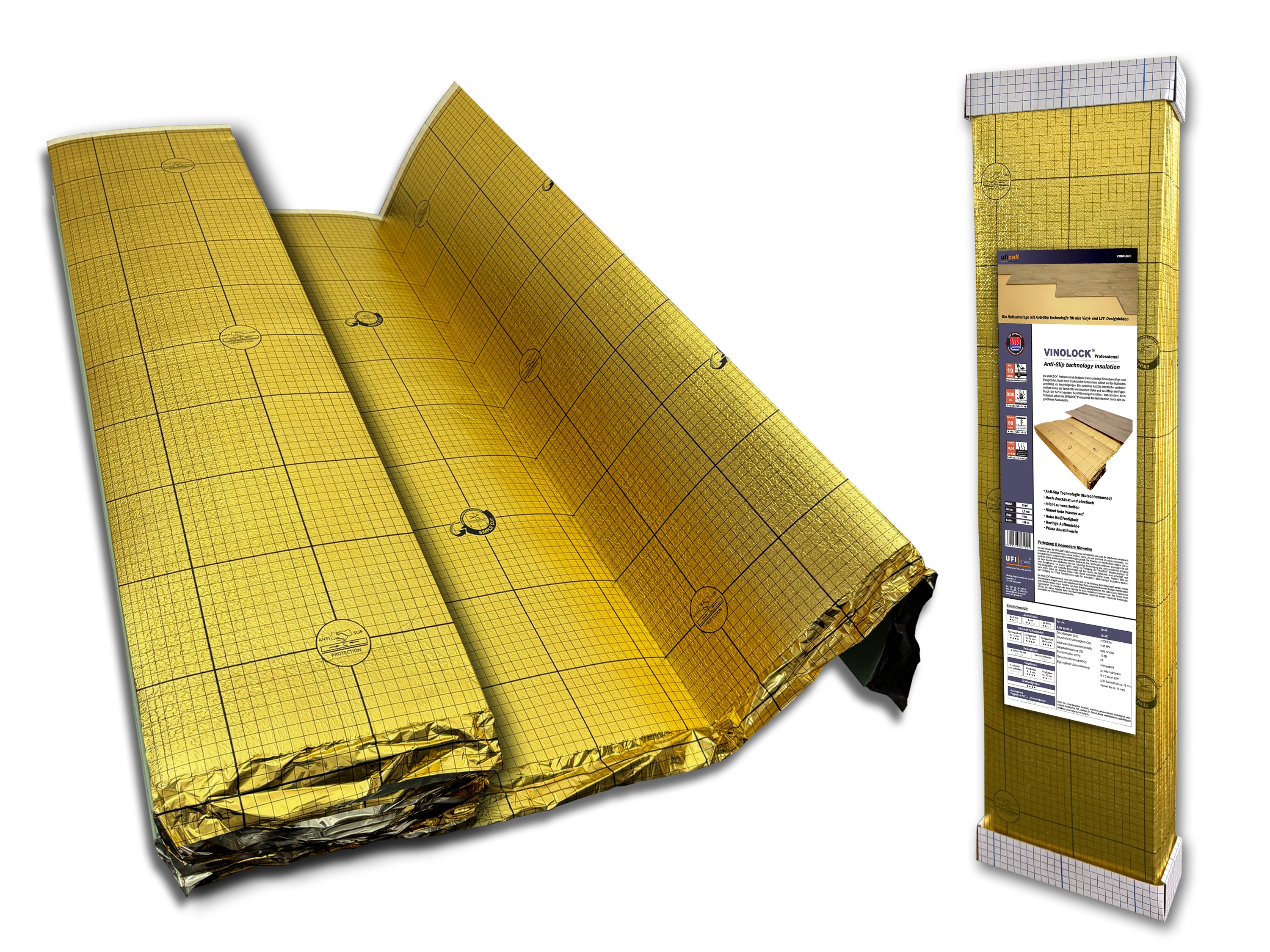 uficell® VINOLOCK® professional Vinyl Trittschalldämmung mit Anti-Slip Technologie
