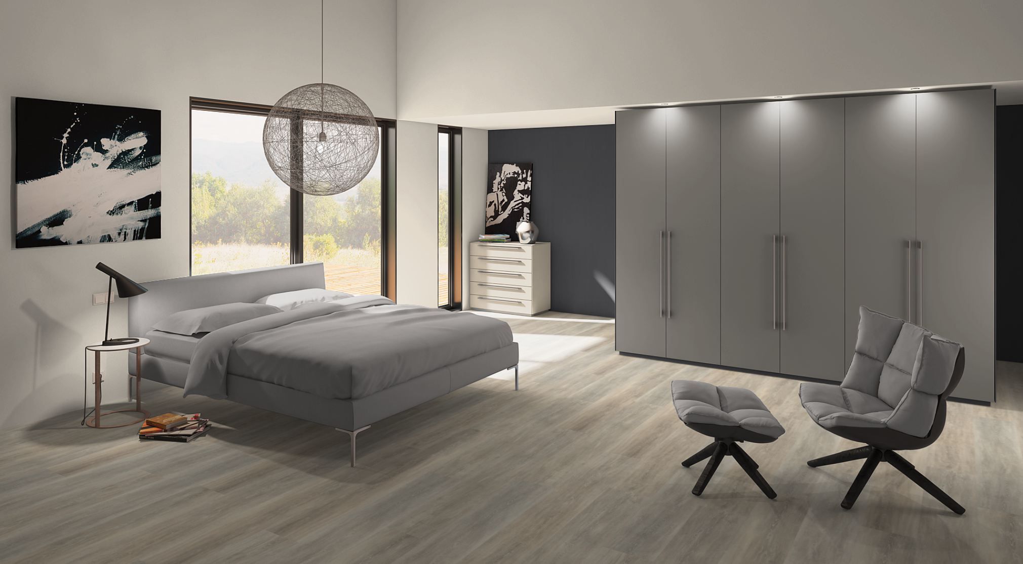 TRECOR® Klick Vinylboden Eiche Premium Silber XXL Landhausdiele 6,5 mm Stark mit integrierter Trittschallunterlage