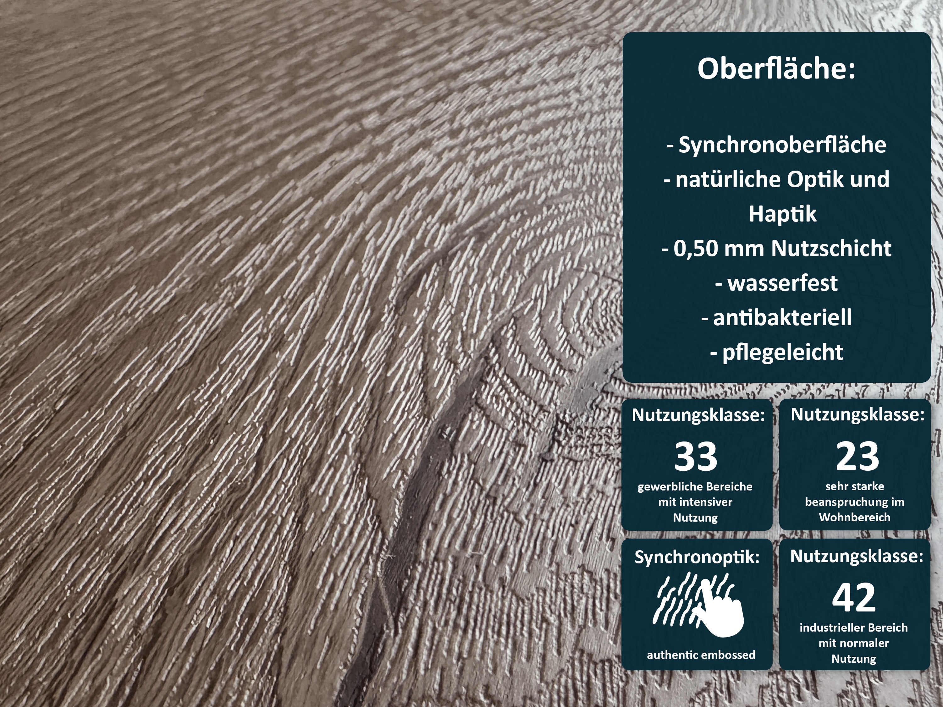 TRECOR® Dryback Klebe Vinylboden Prestige Eiche Dunkel Landhausdiele - 2,5 mm stark