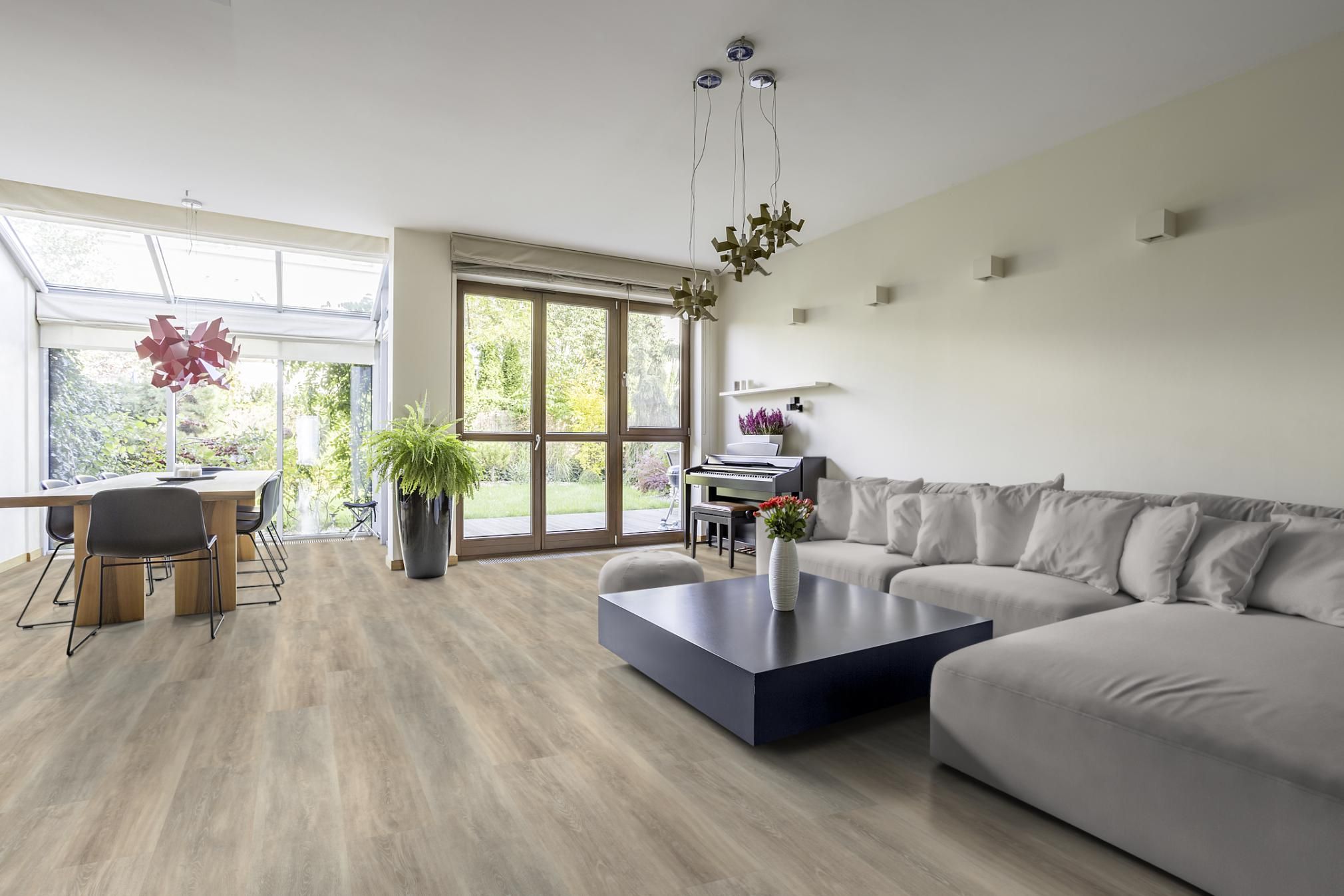 TRECOR® Klick Vinylboden Eiche Premium Silber XXL Landhausdiele 6,5 mm Stark mit integrierter Trittschallunterlage