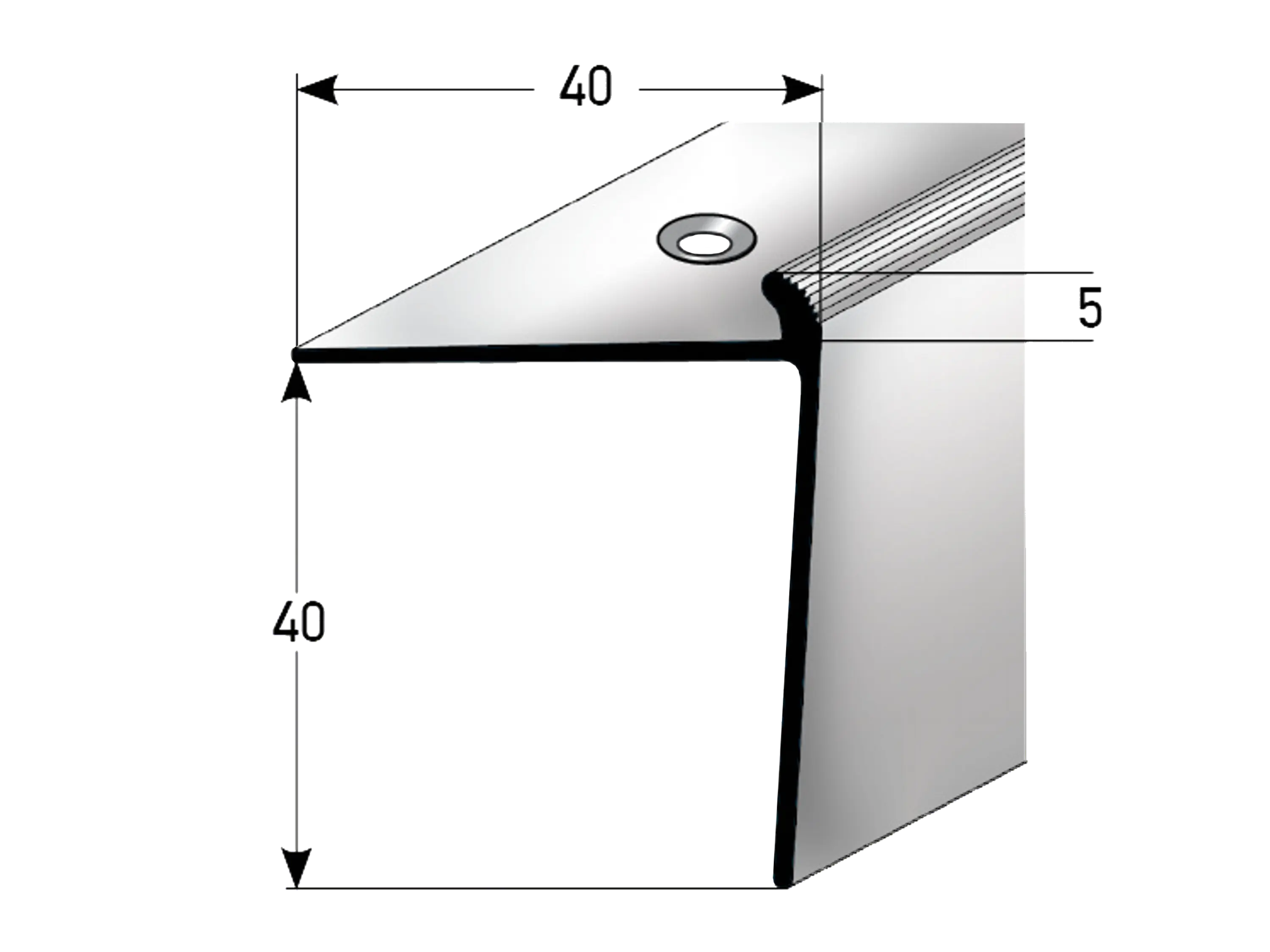 ufitec® Treppenkantenprofil mit Nase für Vinylböden für Belagshöhen von 5 mm - Alu eloxiert ufitec® Treppenkantenprofil mit Nase für Vinylböden für Belagshöhen von 5 mm - Alu eloxiert