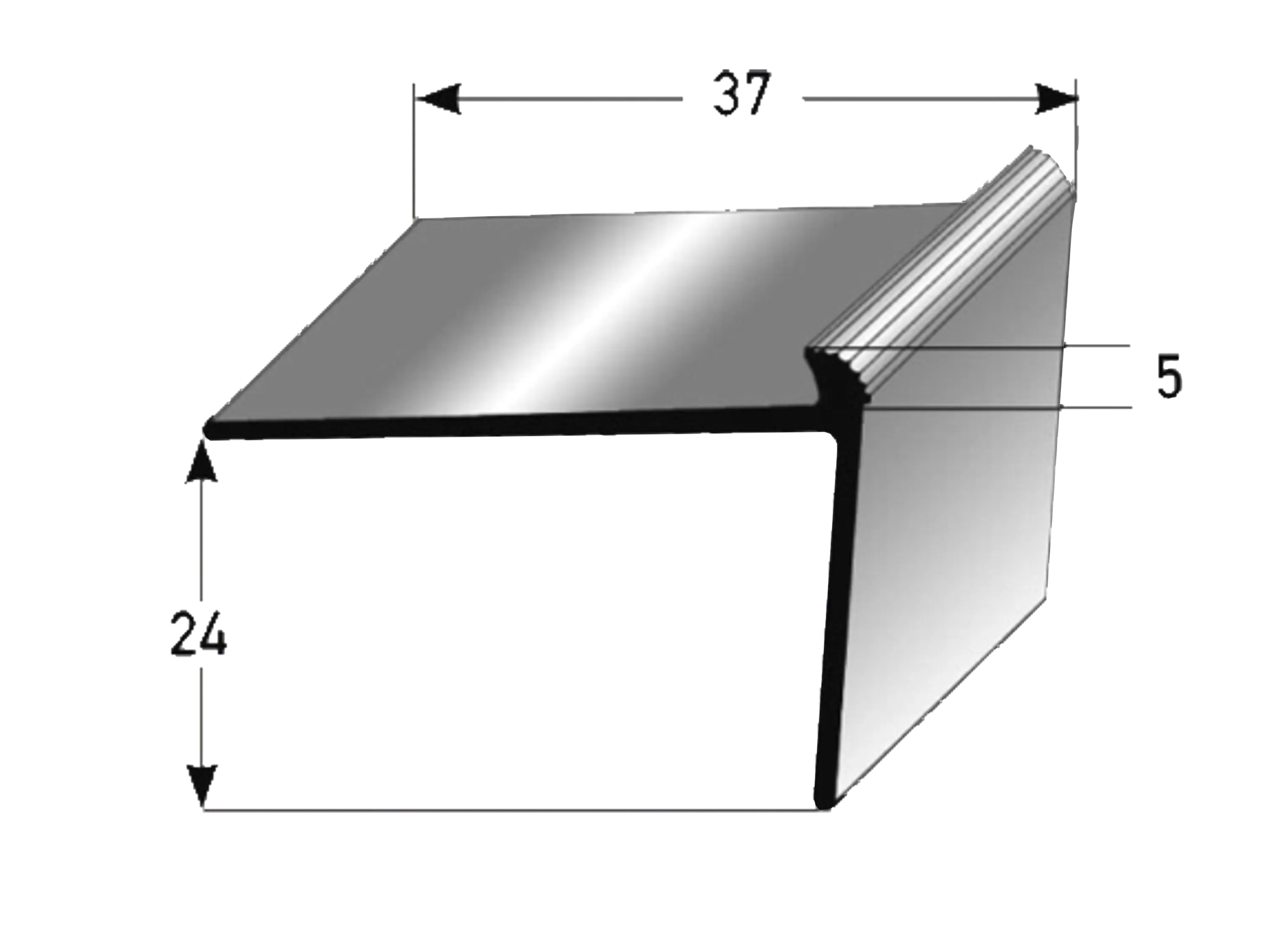 ufitec® Treppenkantenprofil mit Nase für Vinylböden für Belagshöhen von 5 mm - Alu eloxiert ufitec® Treppenkantenprofil mit Nase für Vinylböden für Belagshöhen von 5 mm - Alu eloxiert