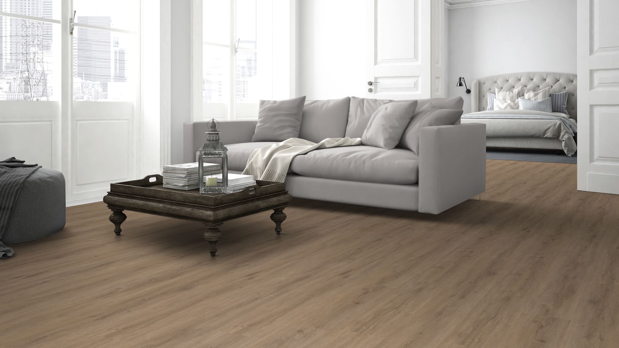 TRECOR® Klick Vinylboden Eiche Premium Natur XXL Landhausdiele 6,5 mm Stark mit integrierter Trittschallunterlage TRECOR® Klick Vinylboden Eiche Premium Natur XXL Landhausdiele 6,5 mm Stark mit integrierter Trittschallunterlage