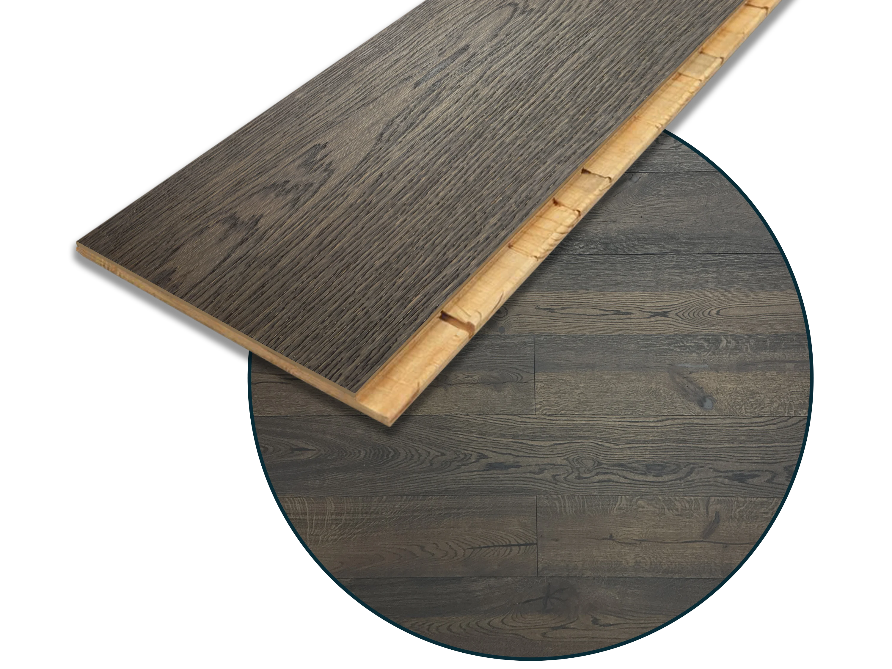 Parkettboden 3-Schicht Landhausdiele Eiche Rustikal Parkett gebürstet RUBIO R305a charcoal endgeölt