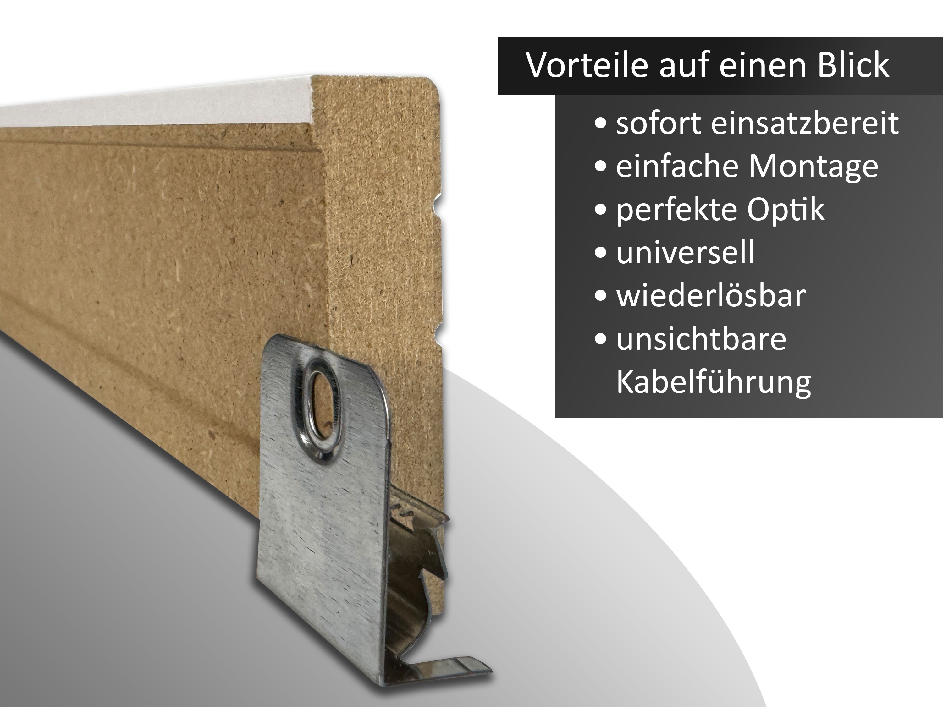 CLIPSTAR® Montageclip / Befestigungsclip für TRECOR® Sockelleisten mit Clipstar Fräsung, 50 er Pack CLIPSTAR® Montageclip / Befestigungsclip für TRECOR® Sockelleisten mit Clipstar Fräsung, 50 er Pack